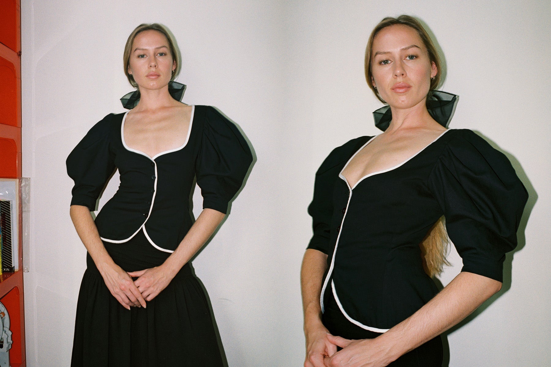 Audrey Contrast Top - Black/White
