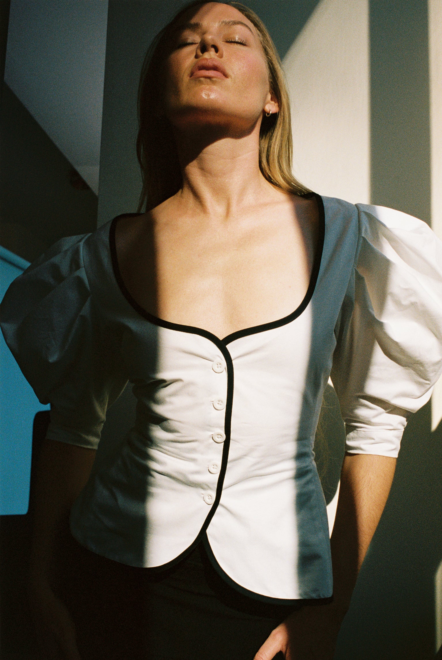 Audrey Contrast Top - White/Black