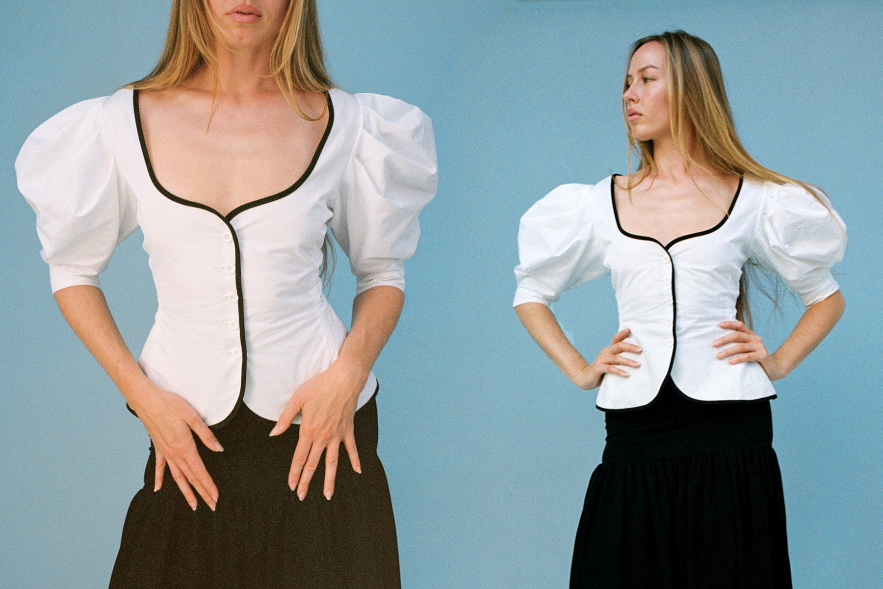 Audrey Contrast Top - White/Black
