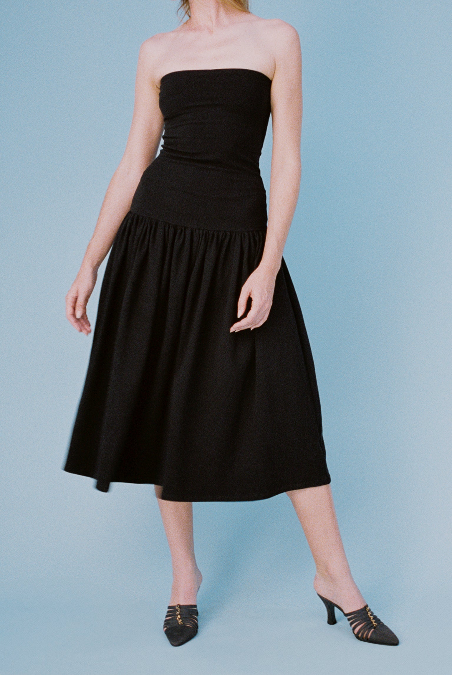 Tube Dropwaist Convertible Dress - Black
