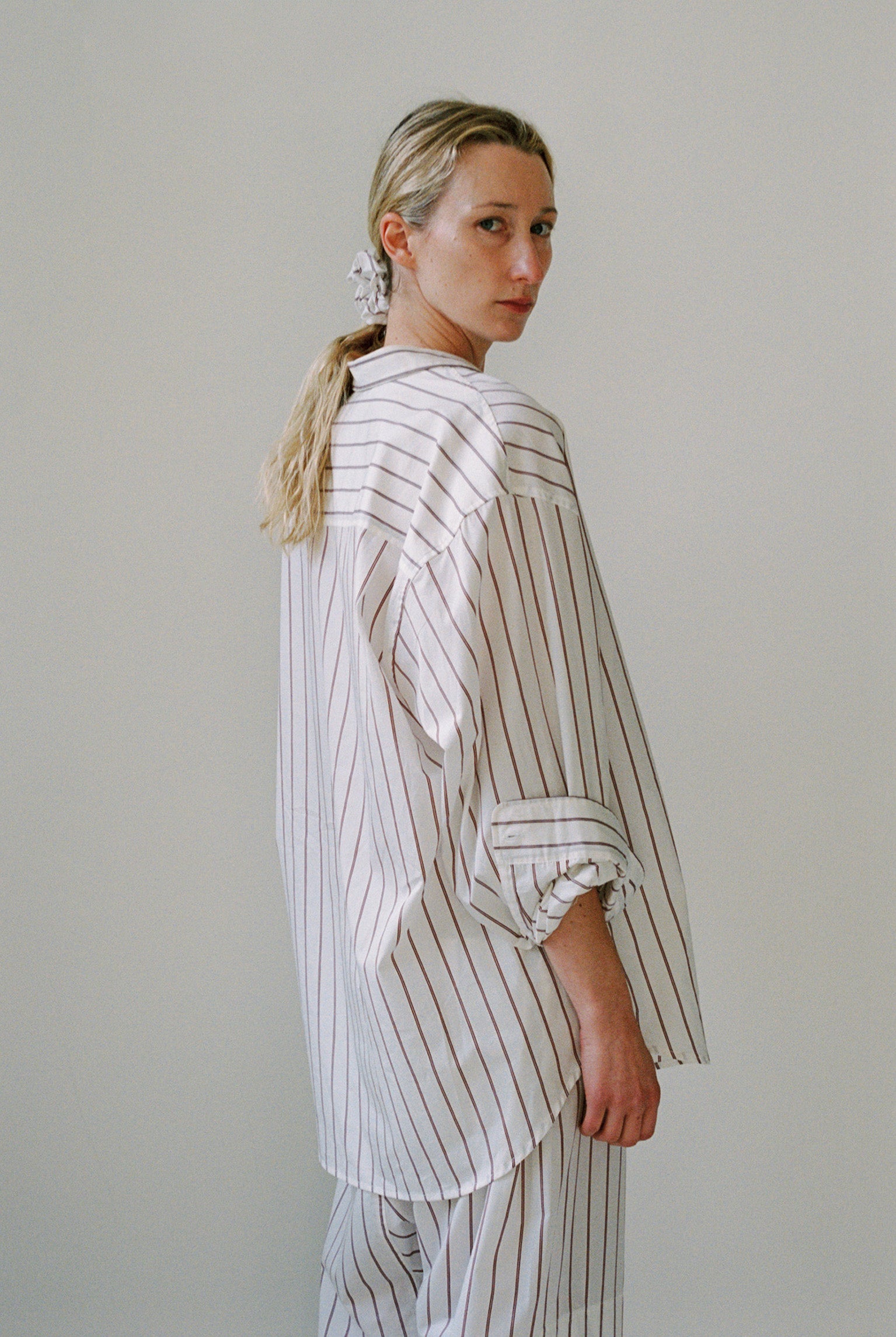 Big Button Up - Burgundy Stripe