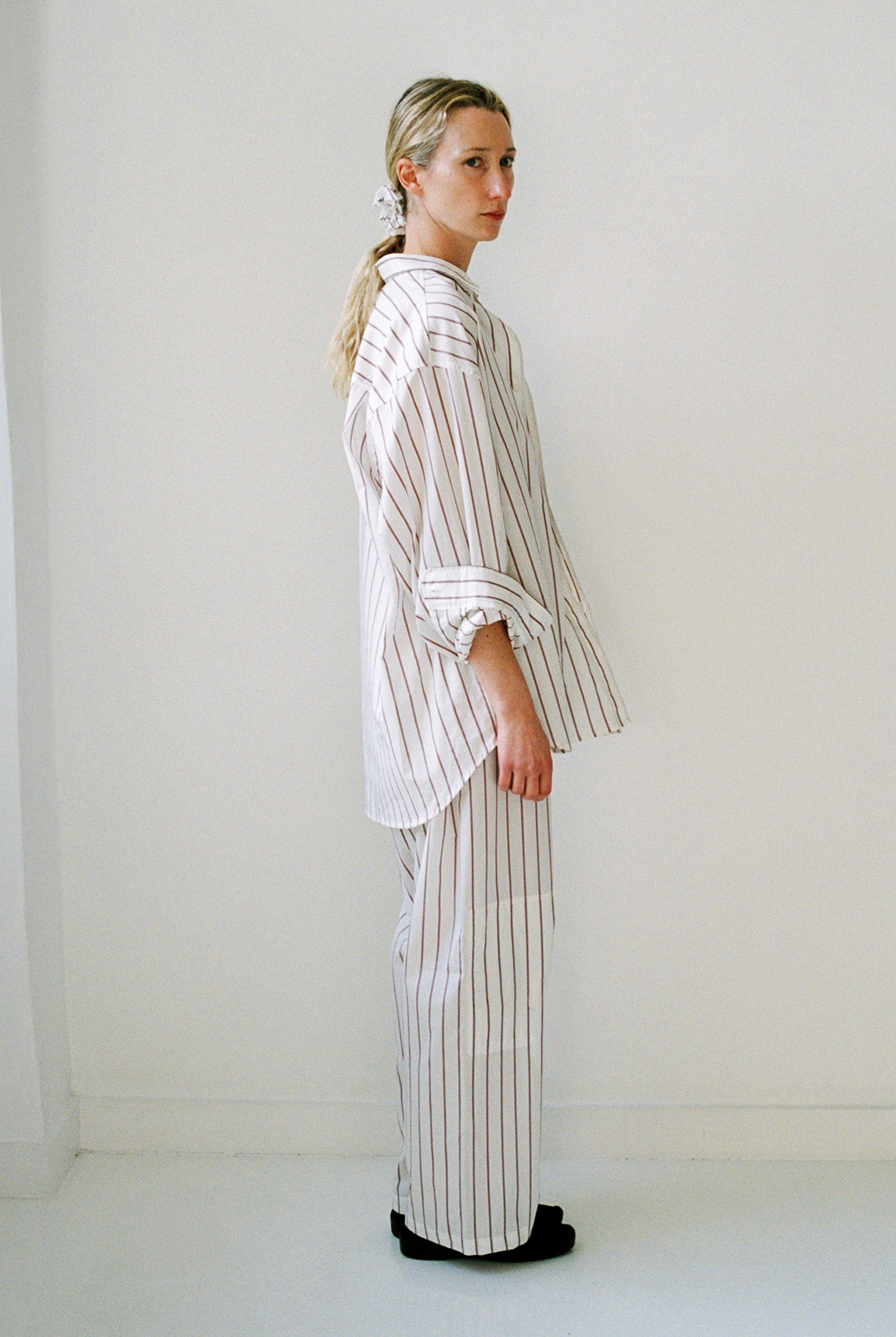 Big Button Up - Burgundy Stripe