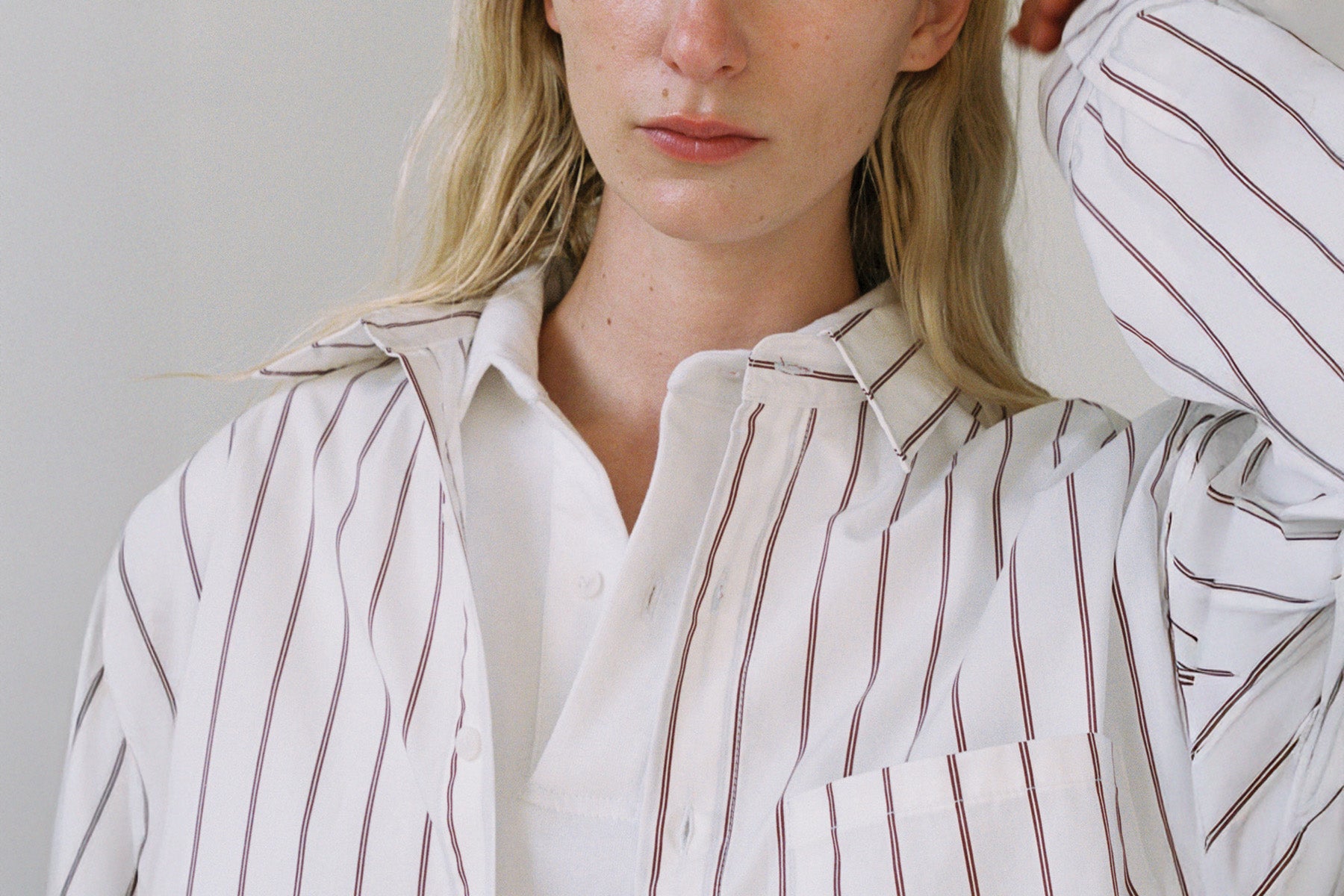 Big Button Up - Burgundy Stripe