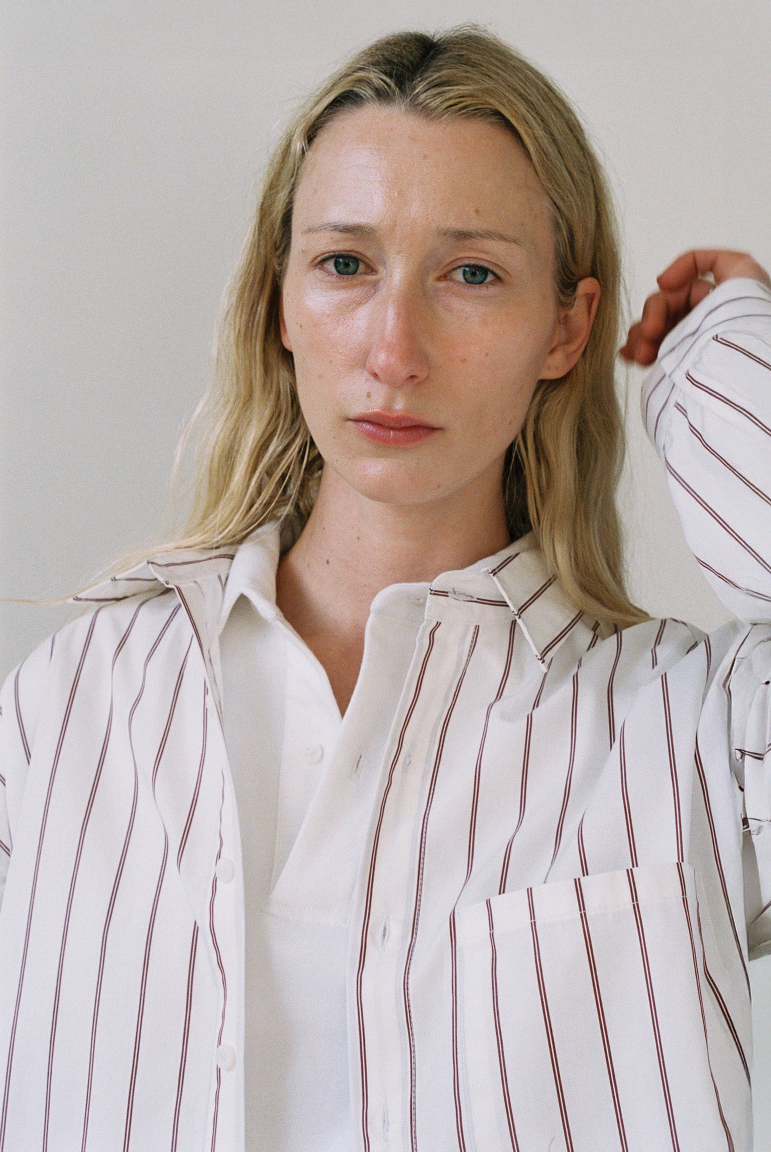 Big Button Up - Burgundy Stripe