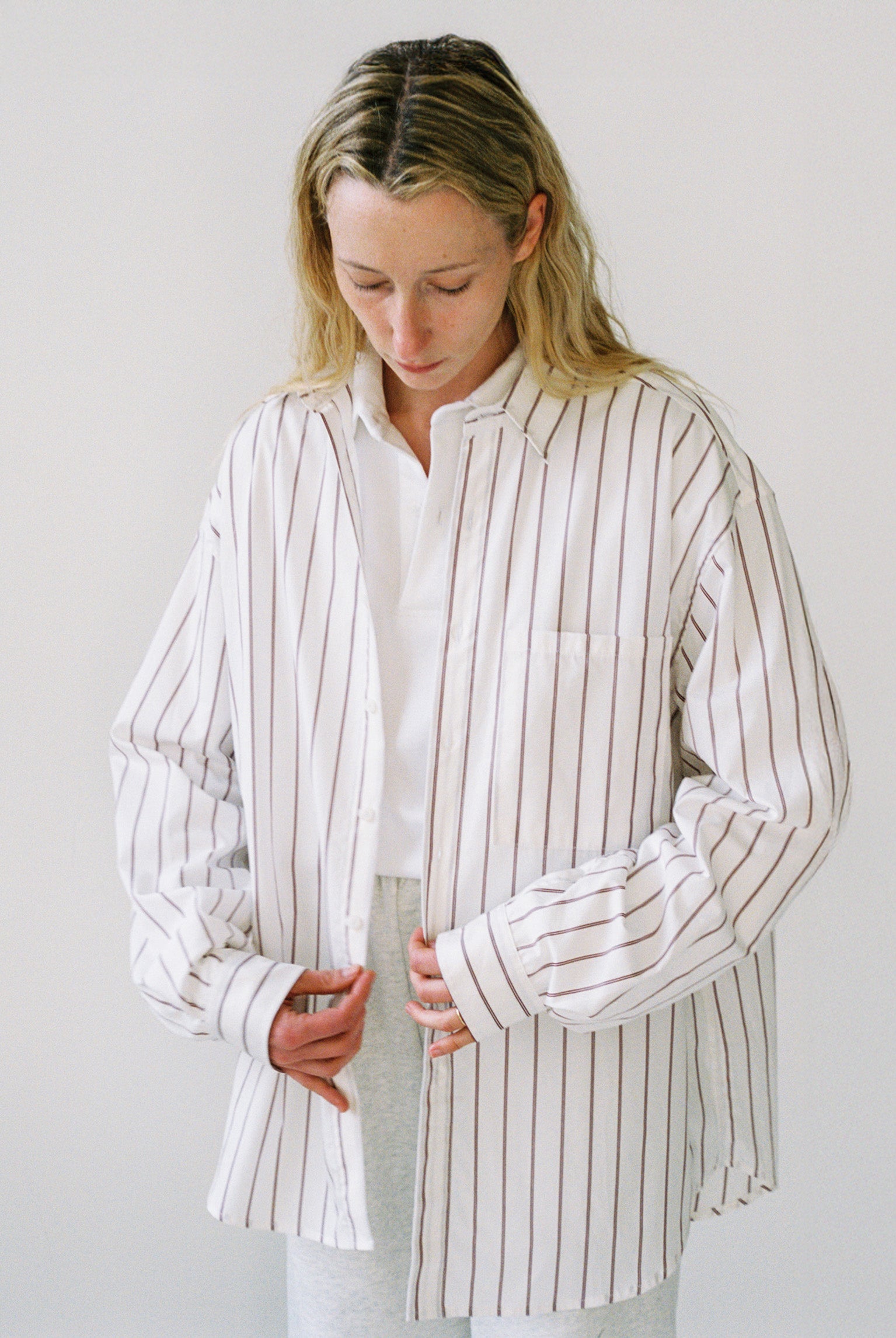 Big Button Up - Burgundy Stripe