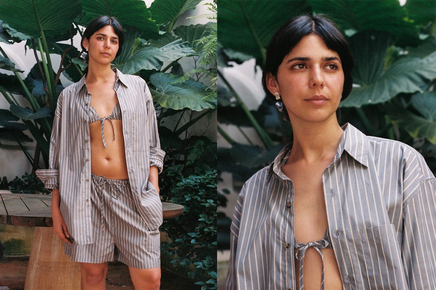 Big Button Up - Navy Stripe