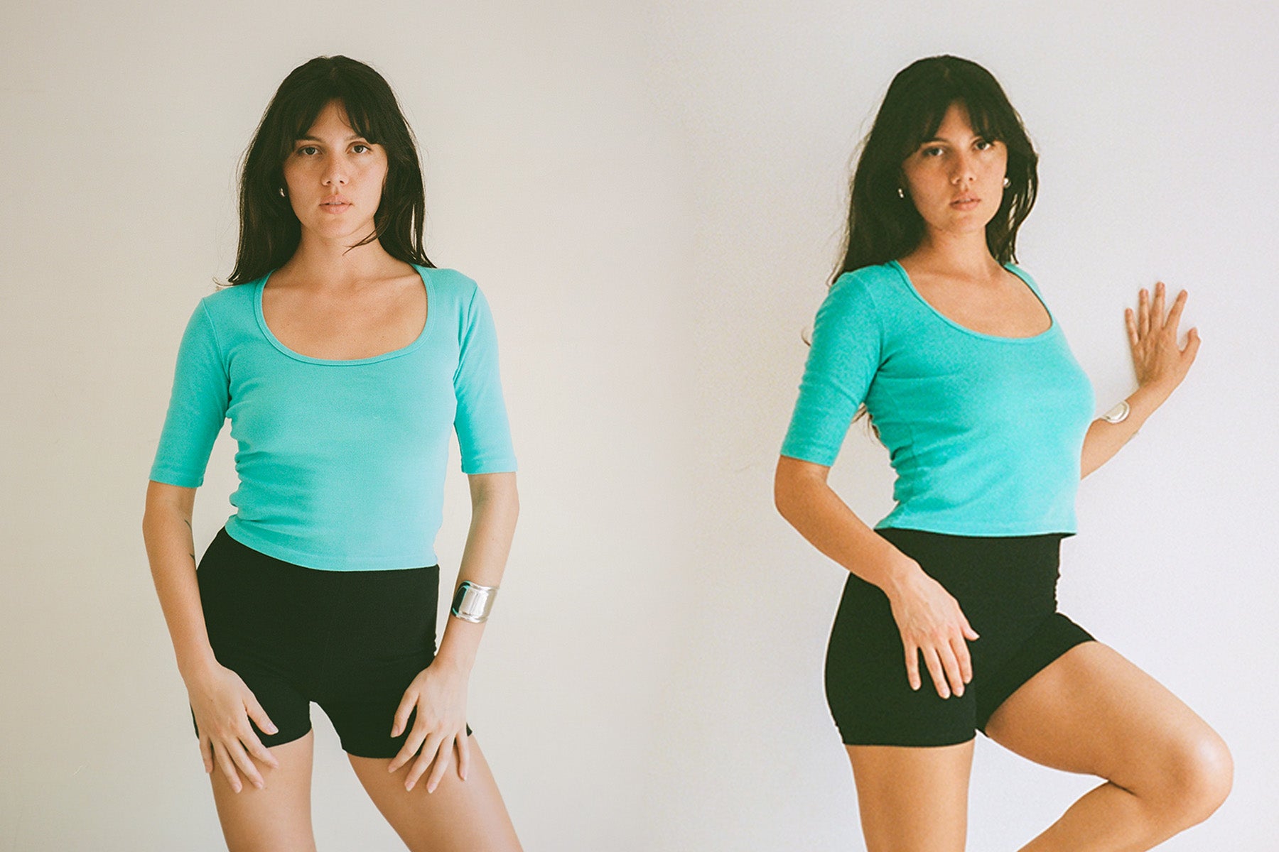 Celine Half-Sleeve Top - Aqua