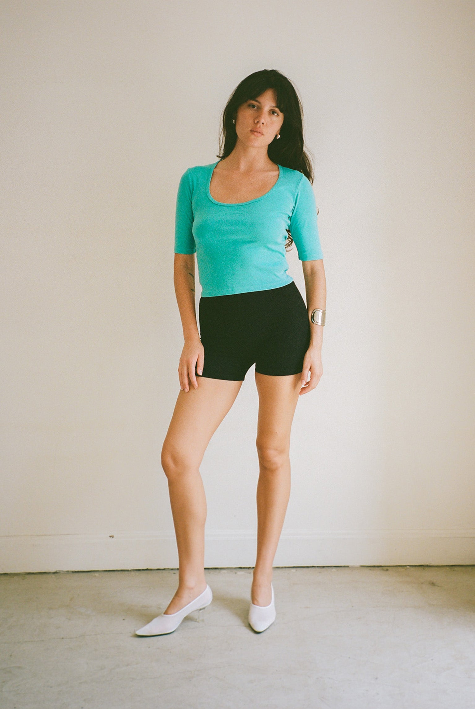 Celine Half-Sleeve Top - Aqua