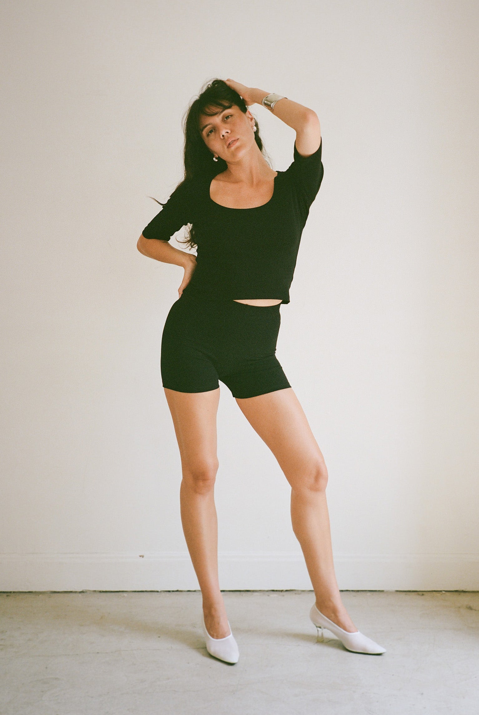 Celine Half-Sleeve Top - Black