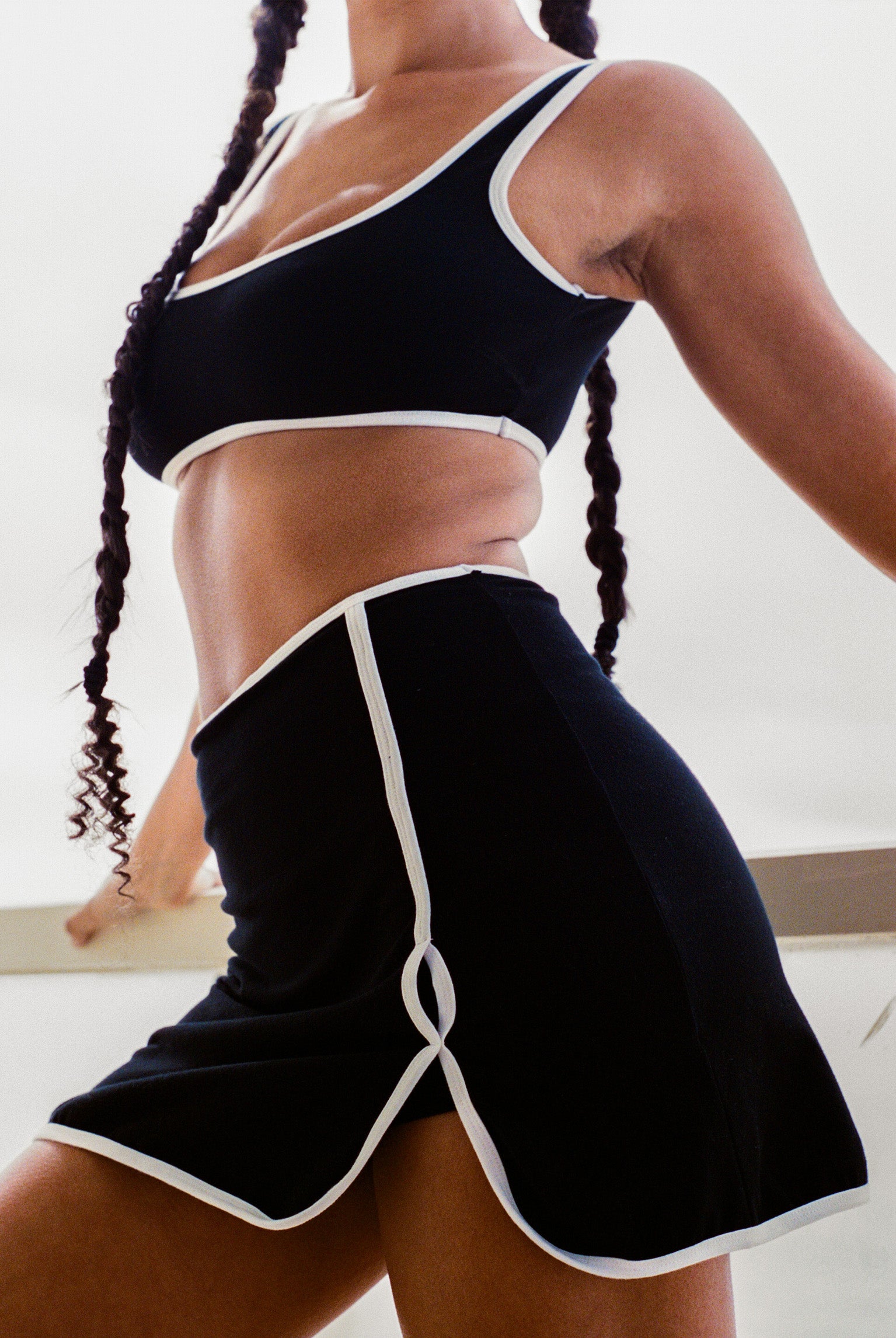 Jess Contrast Bralette - Black with White Binding