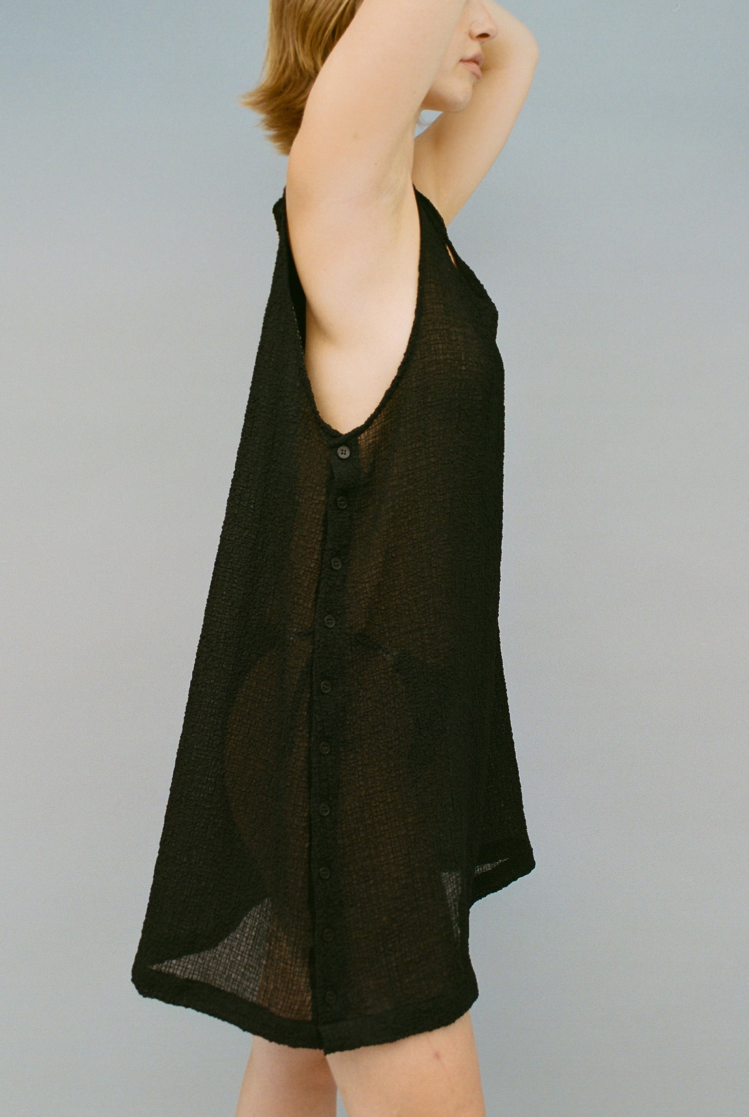 Edie Crinkle Shift Dress - Black