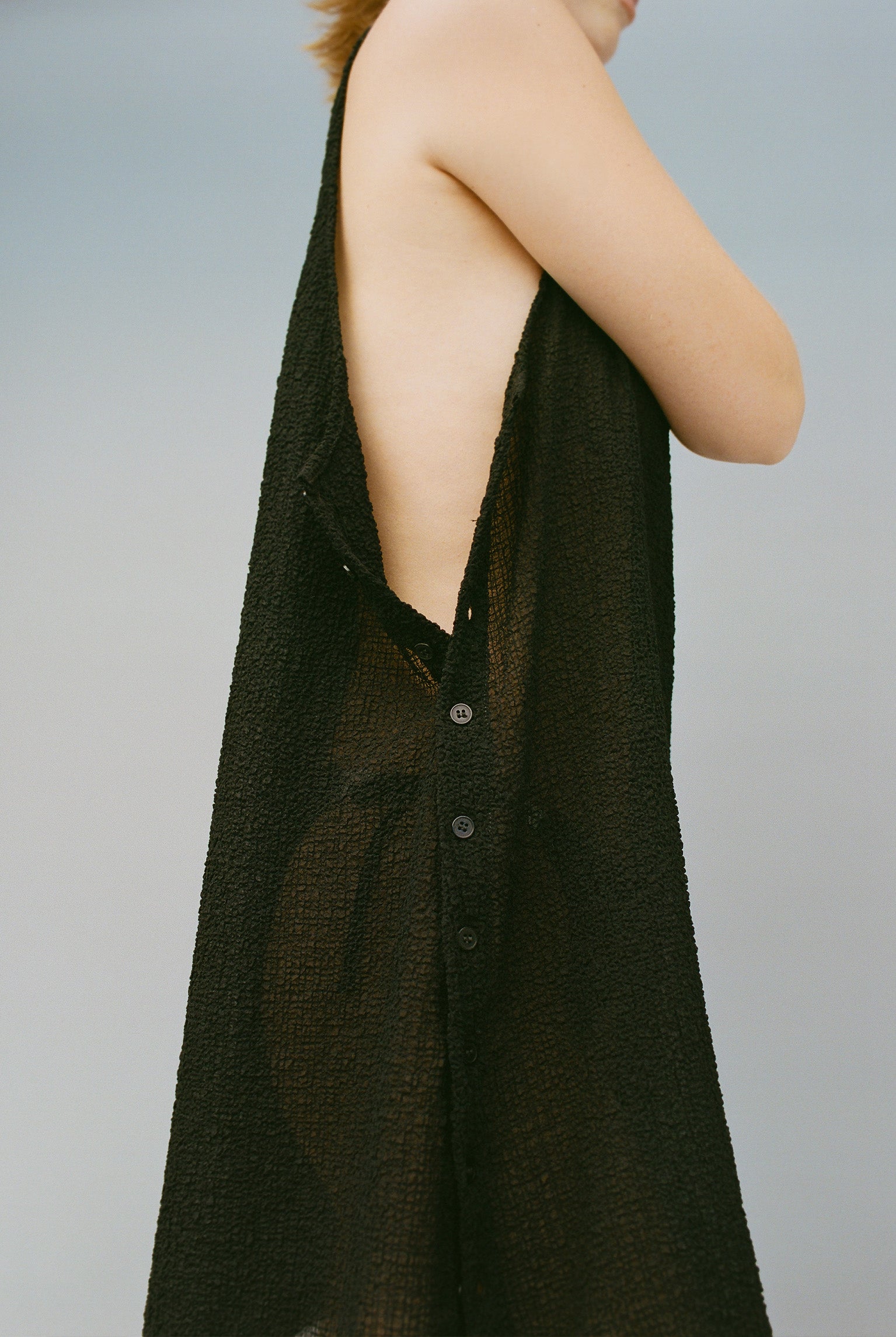 Edie Crinkle Shift Dress - Black