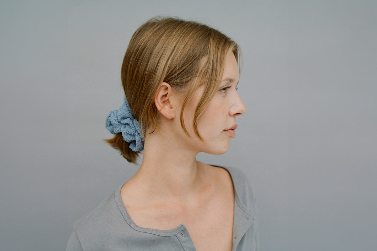 Crinkle Scrunchie - Misty Blue