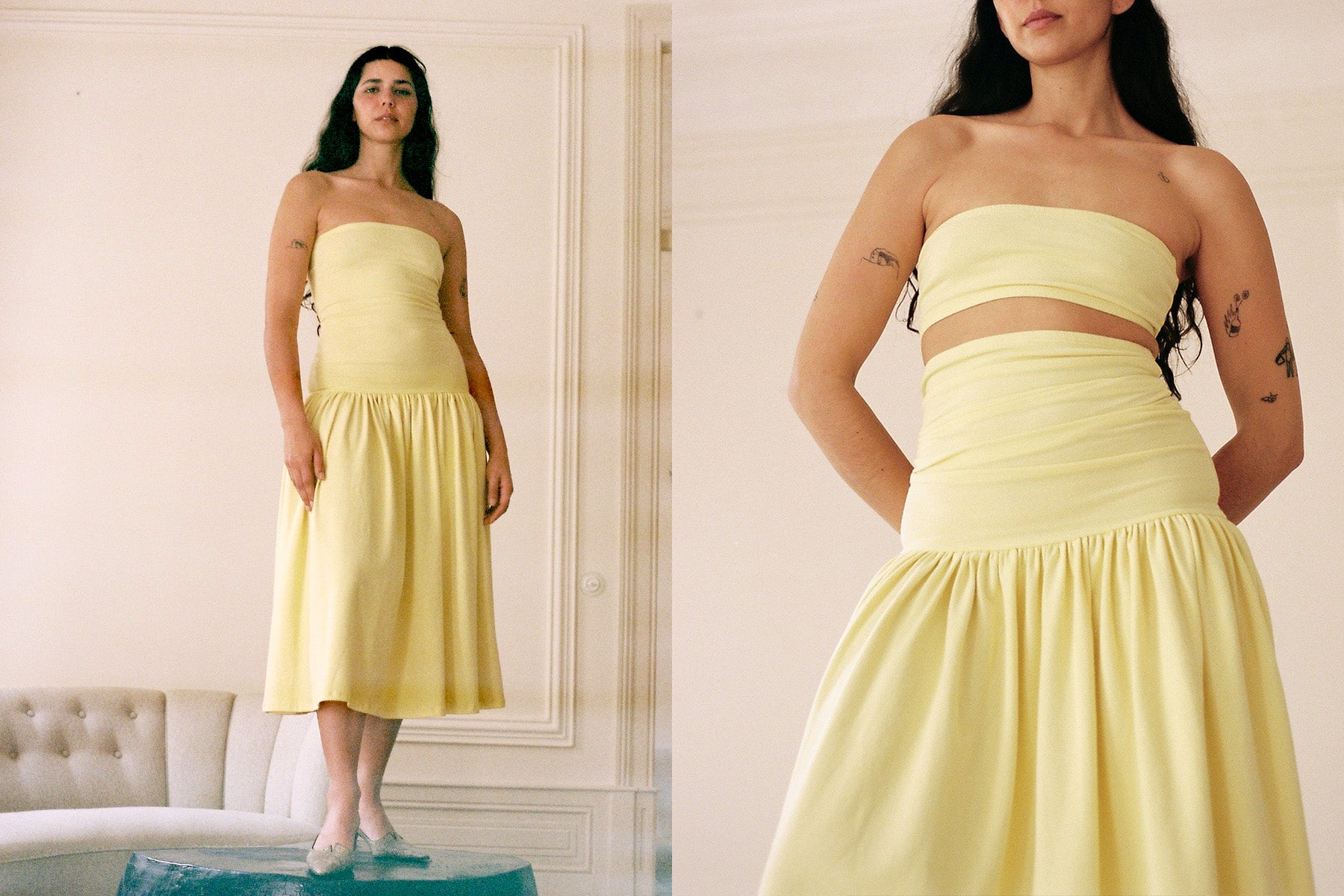 Tube Dropwaist Convertible Dress - Custard