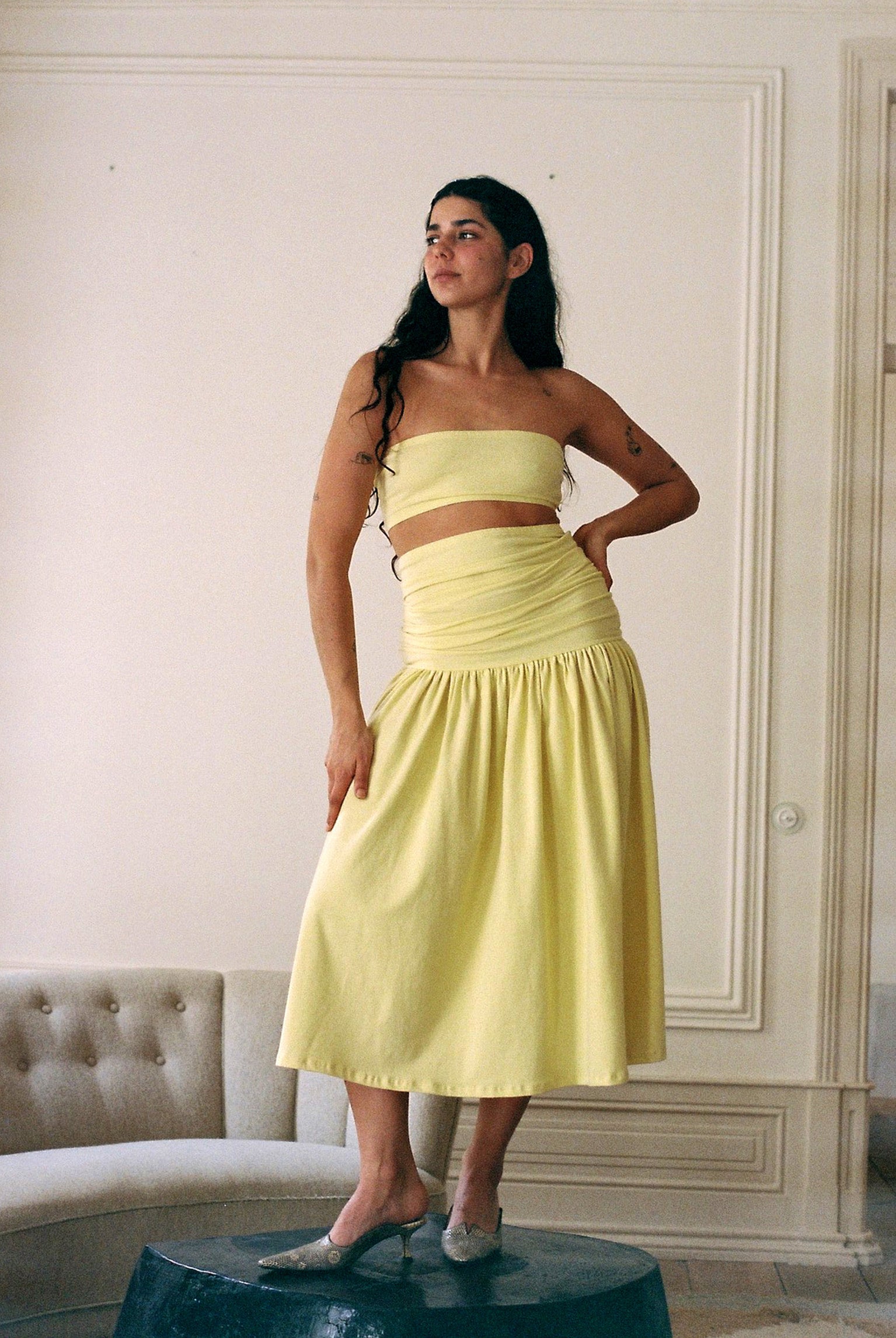 Billie Bandeau Top - Custard