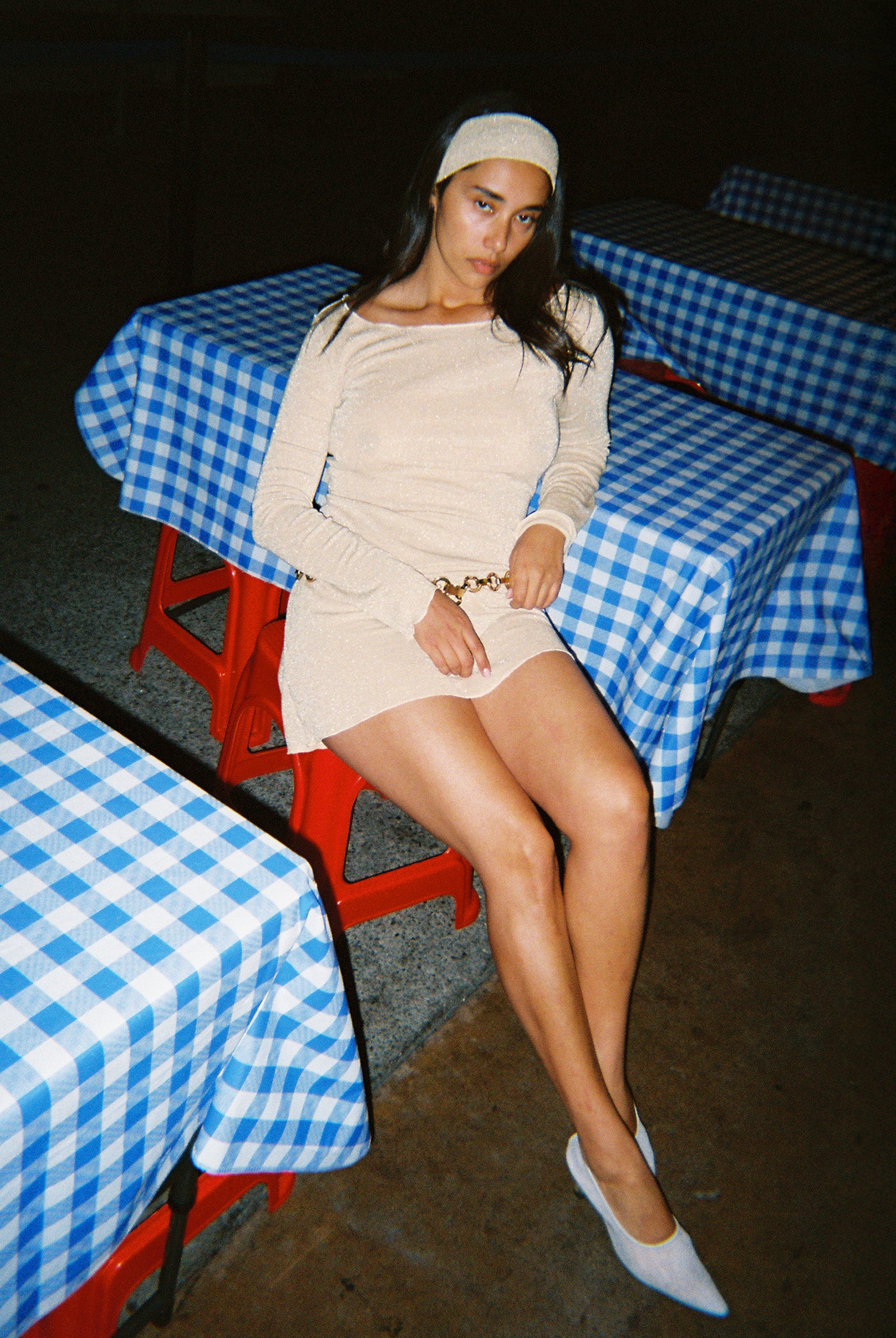 Shimmer Knit Elektra Dress - Champagne