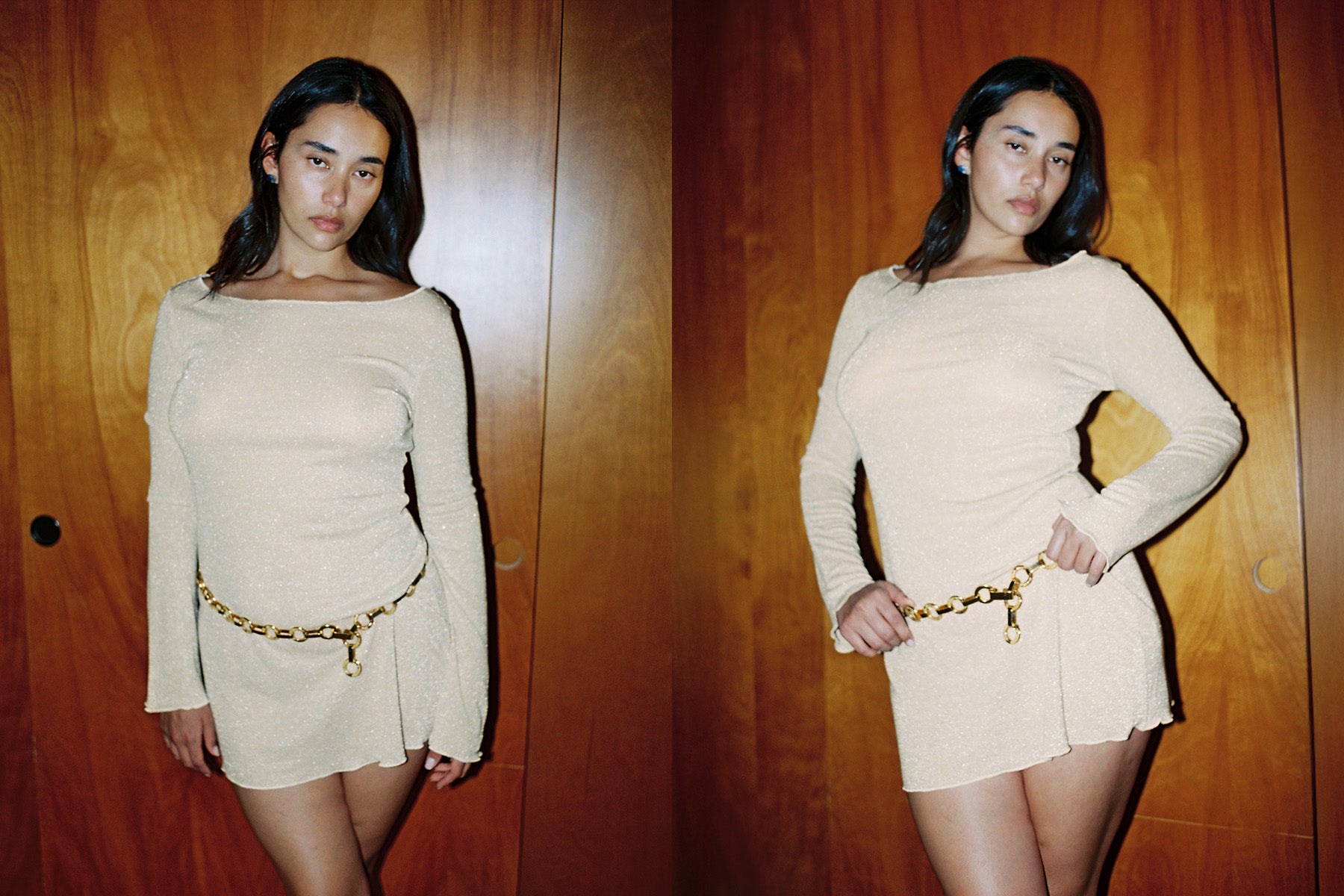 Shimmer Knit Elektra Dress - Champagne