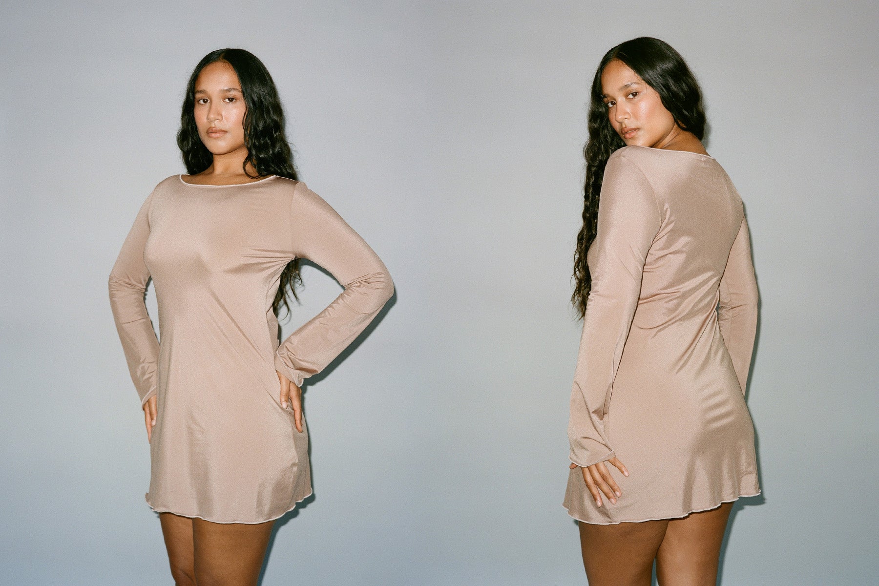 Metallic Knit Elektra Dress - Smokey Blush