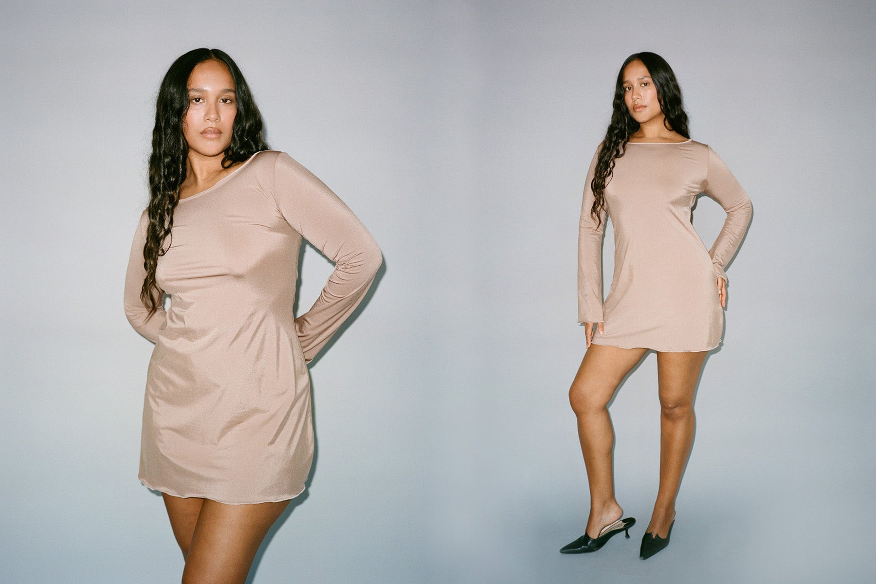 Metallic Knit Elektra Dress - Smokey Blush