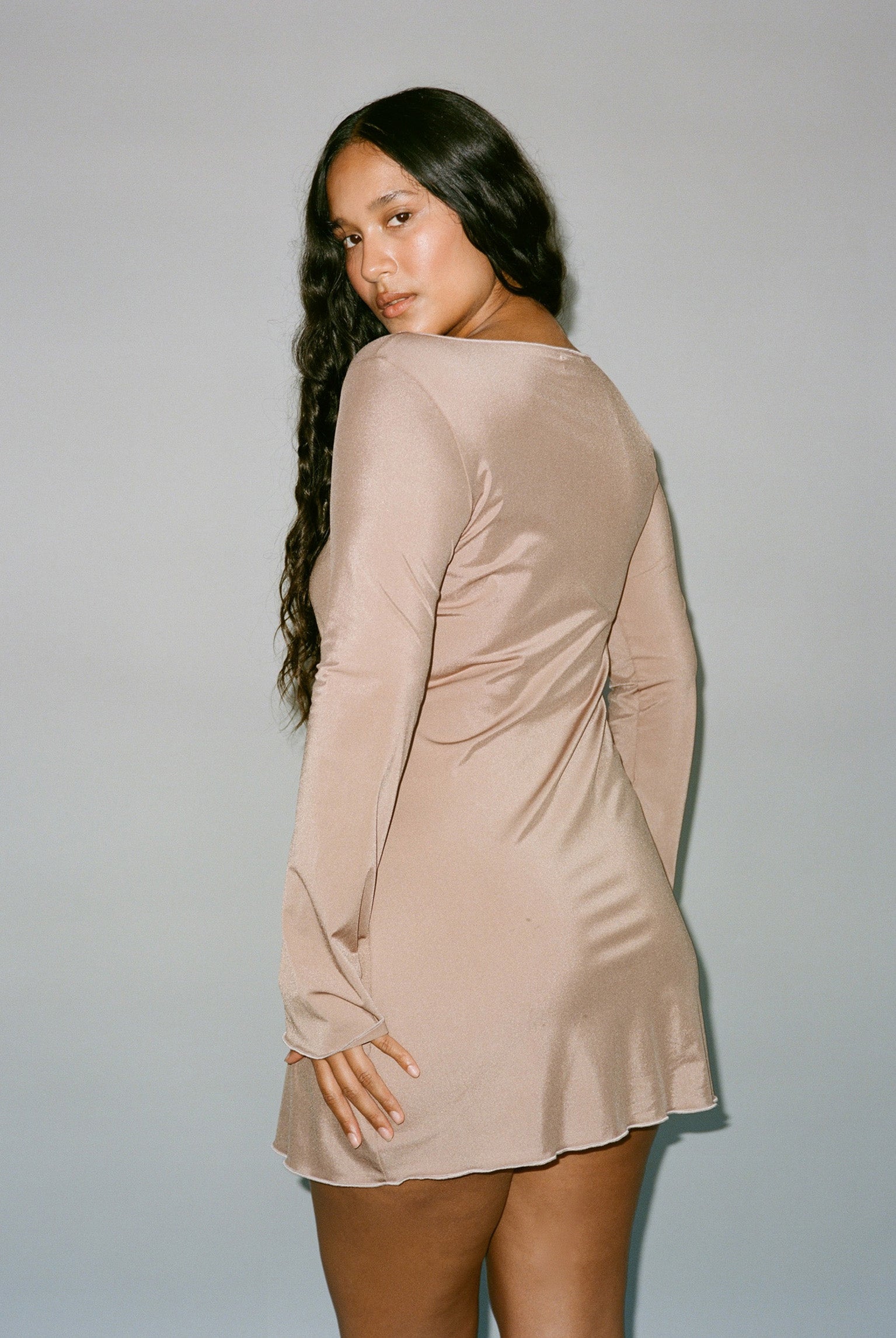 Metallic Knit Elektra Dress - Smokey Blush