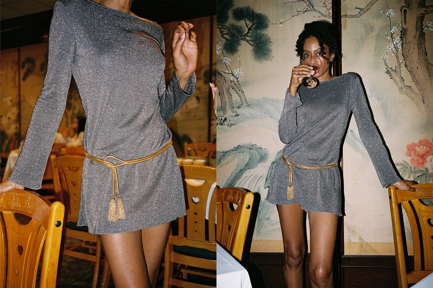 Shimmer Knit Elektra Dress - Espresso