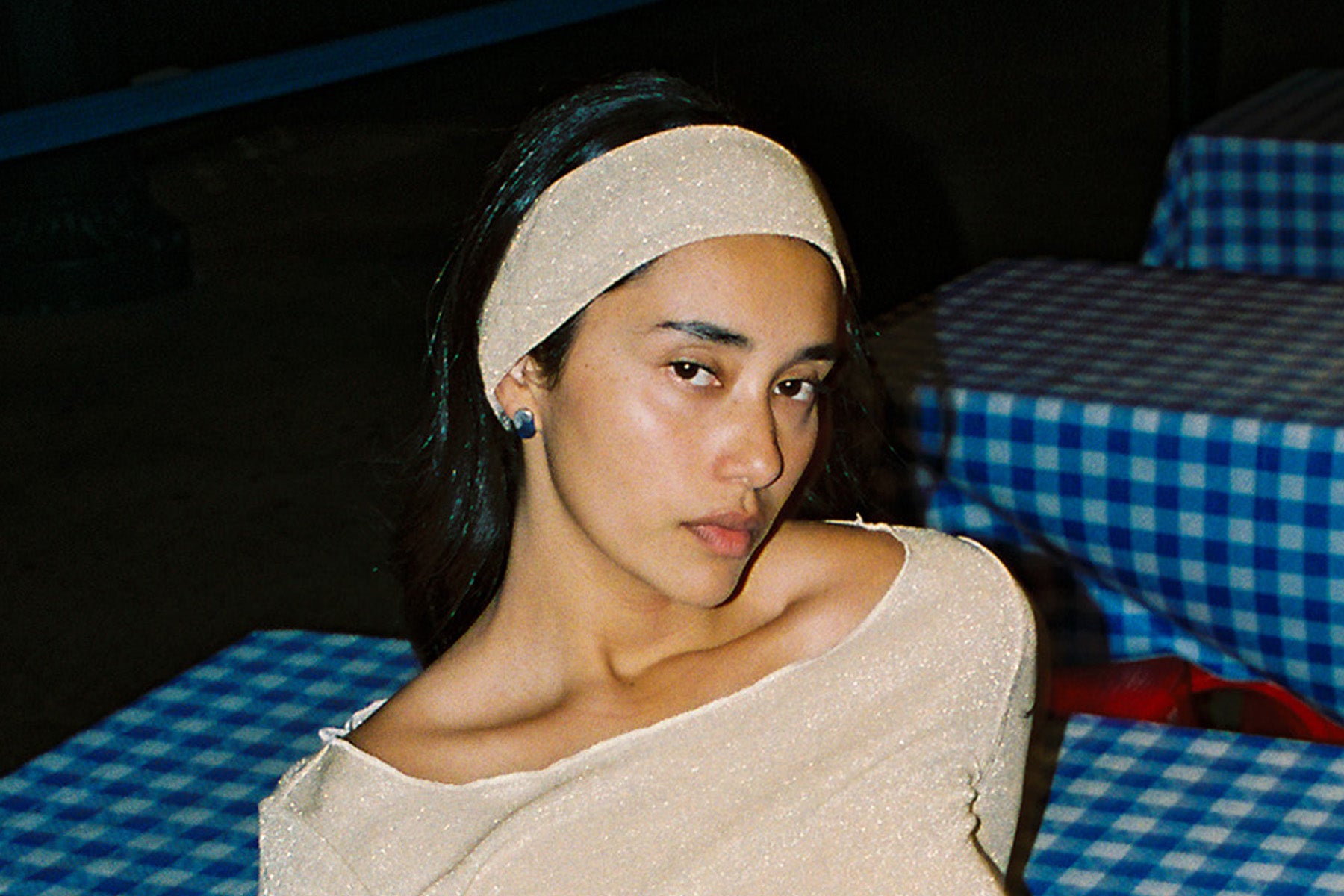 Shimmer Knit Headband - Champagne