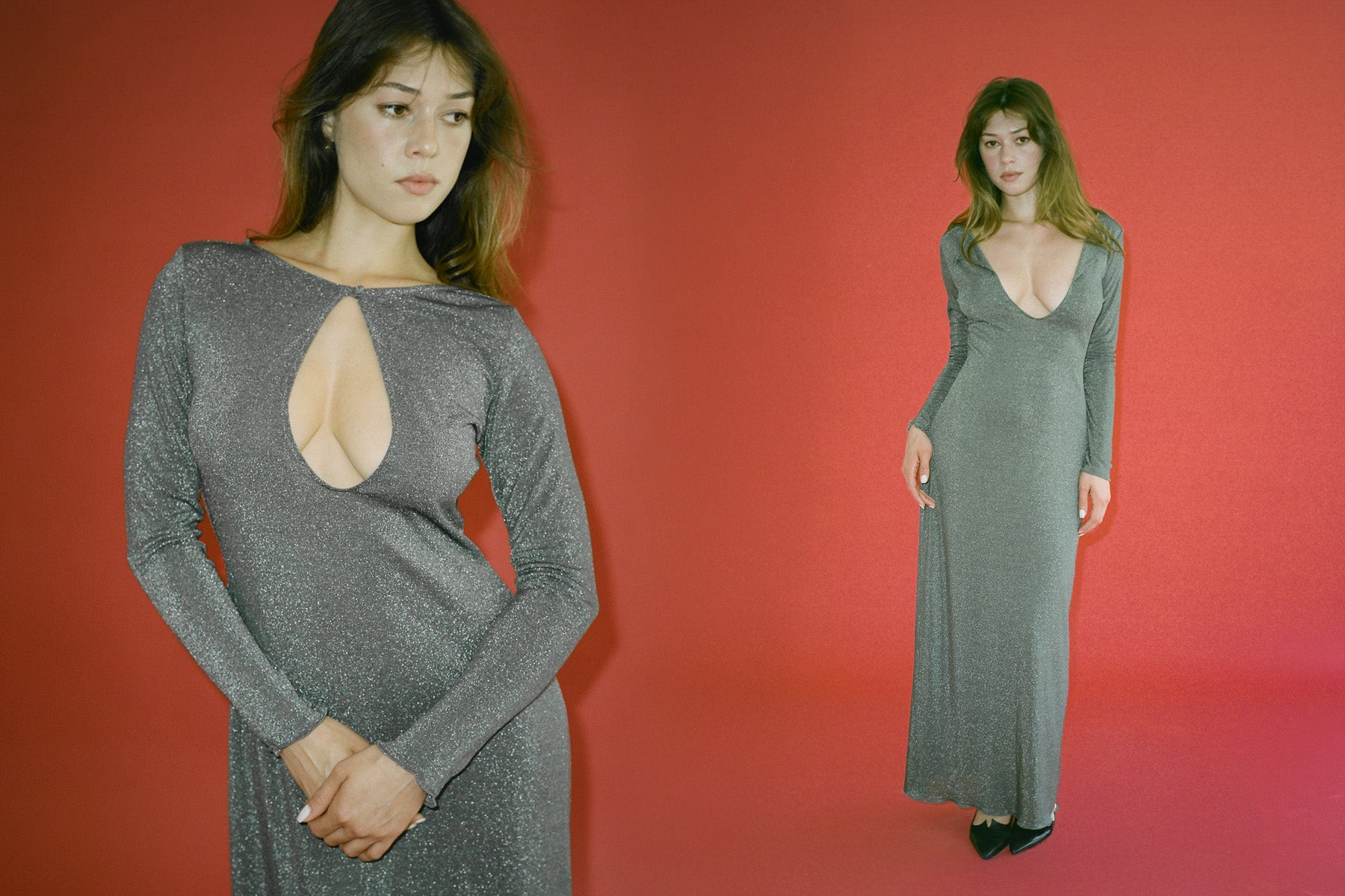 Shimmer Knit Jane Dress - Espresso | GIL RODRIGUEZ