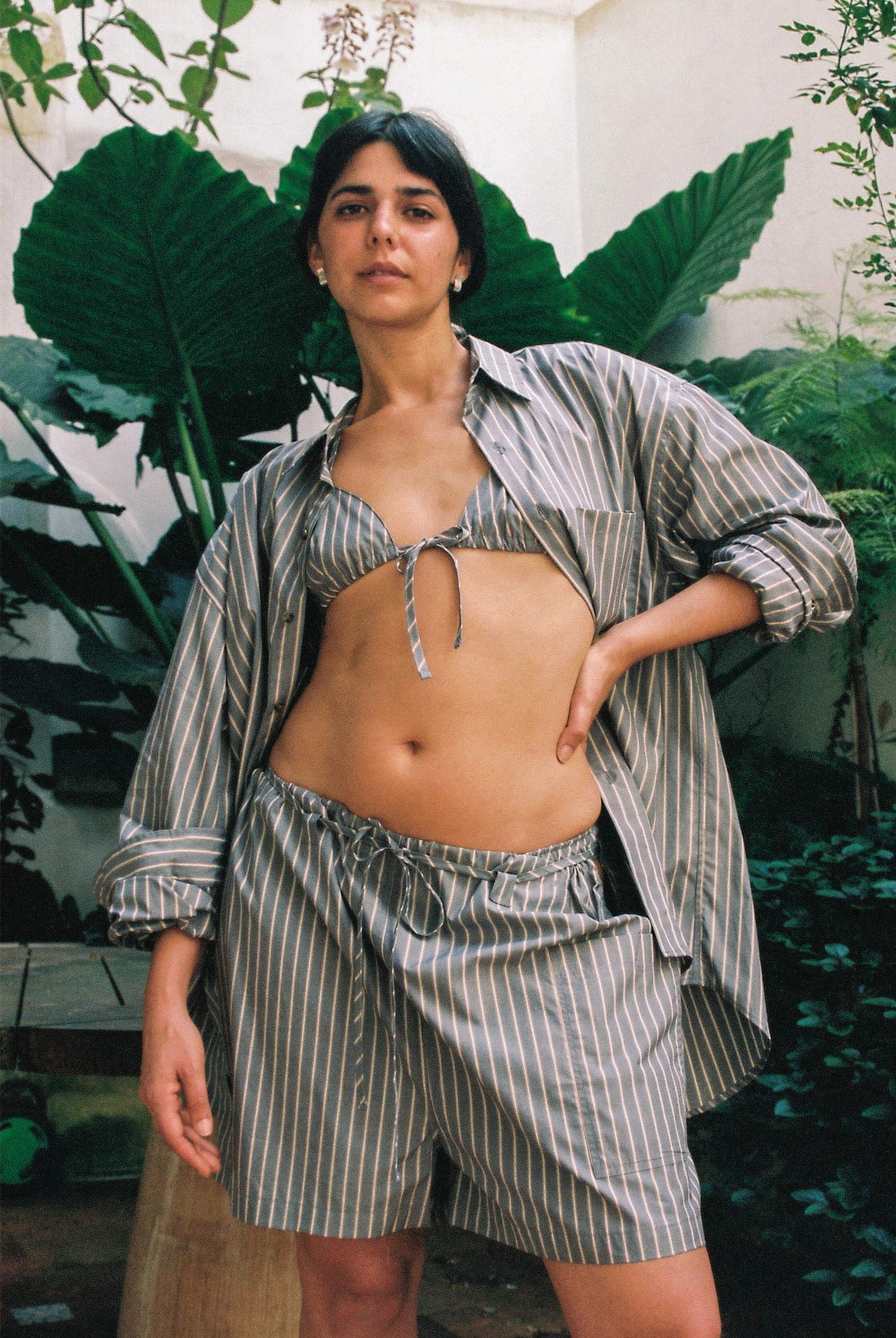 Big Button Up - Navy Stripe