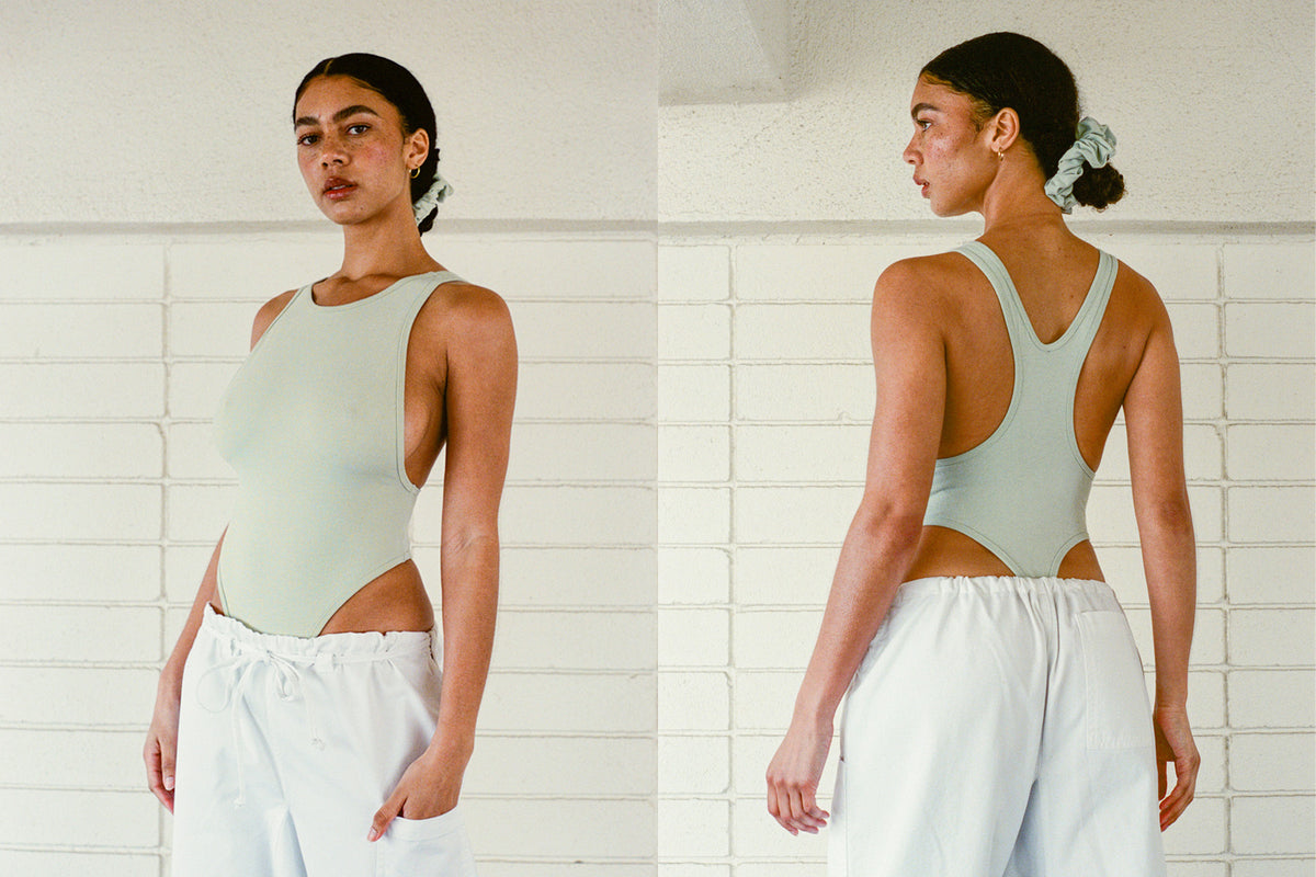 Racer Bodysuit - White Sage