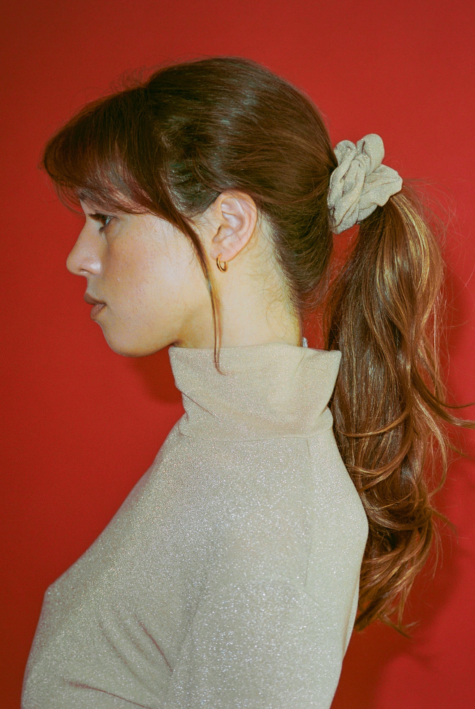 Shimmer Knit Scrunchie - Champagne