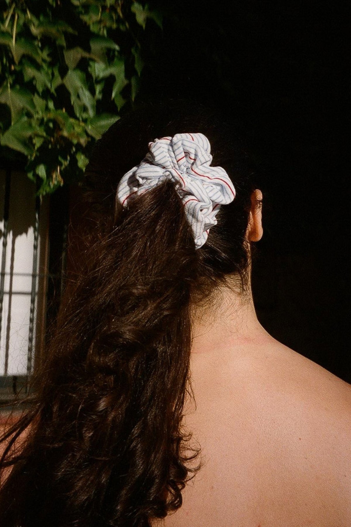 Stripe Cotton Scrunchie - Blue & Red Stripe