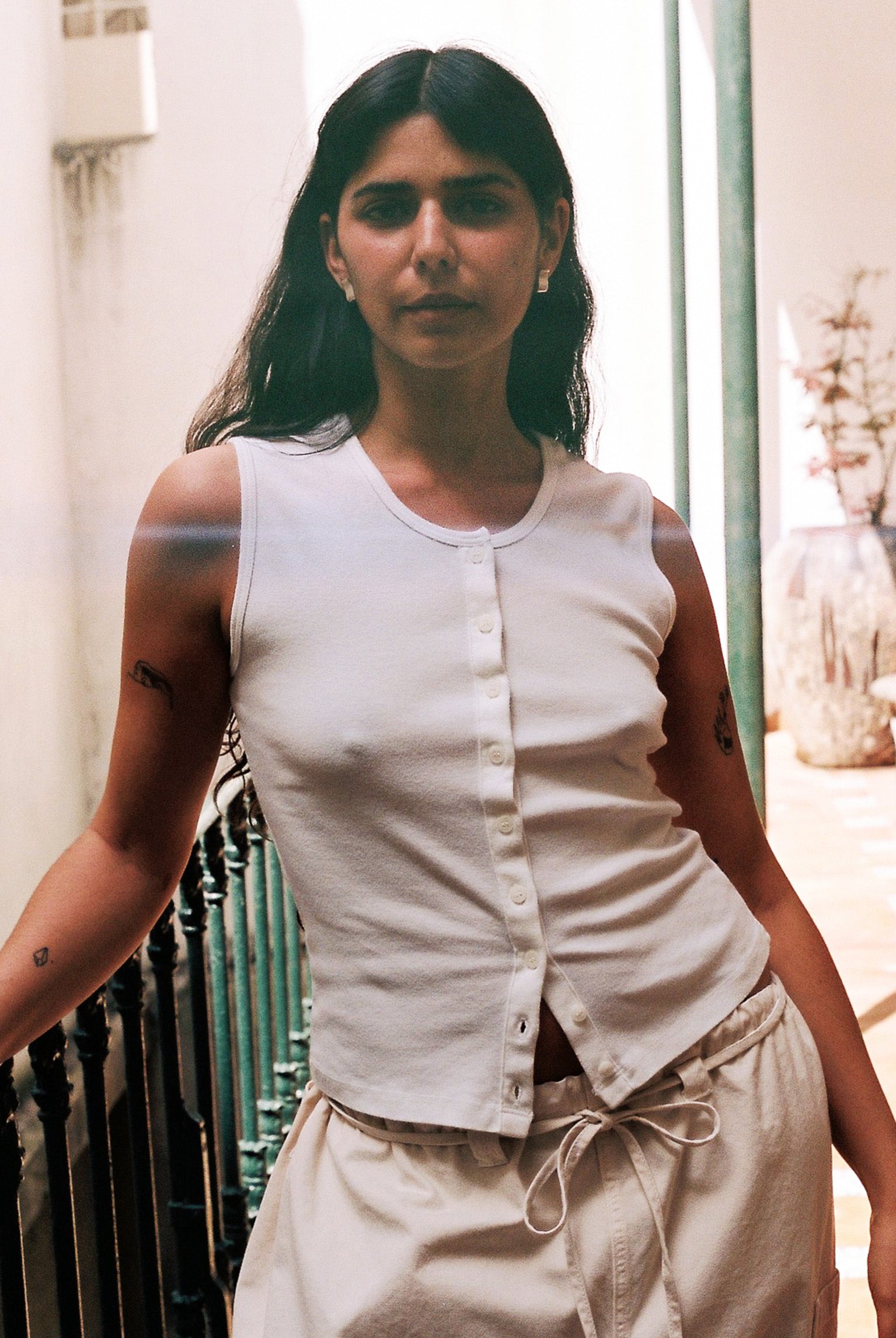 Sophie Sleeveless Cardigan - White