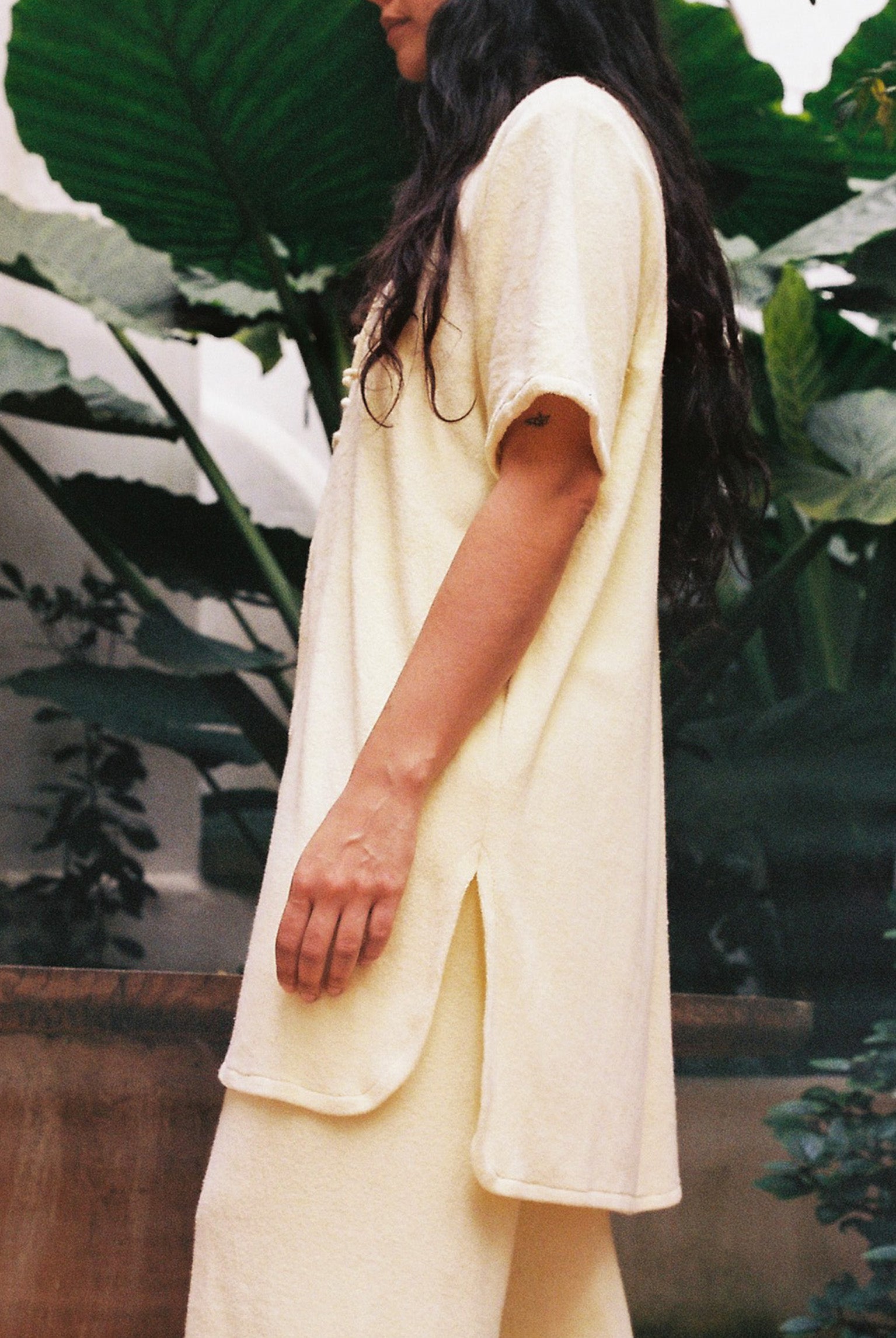 Lace-Up Terry Tunic - Butter