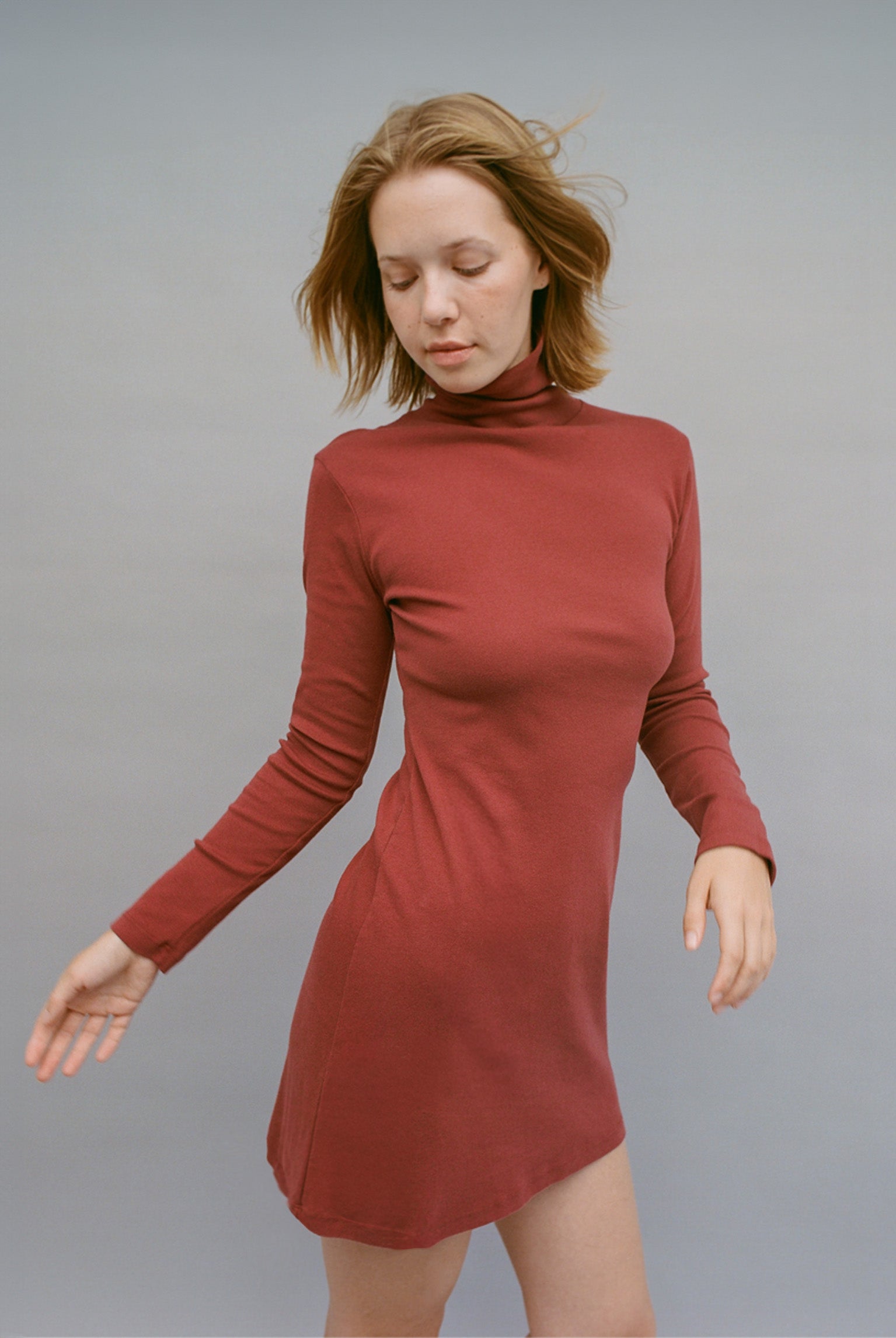 Turtleneck L/S Bellevue Mini Dress - Sangria