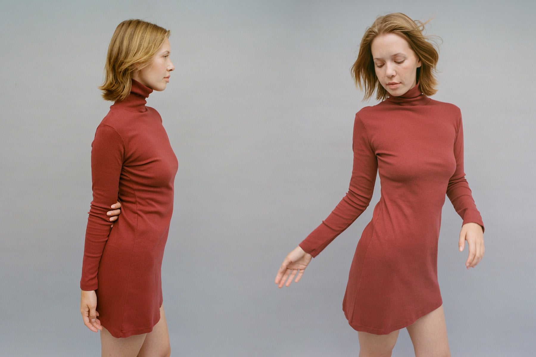 Turtleneck L/S Bellevue Mini Dress - Sangria