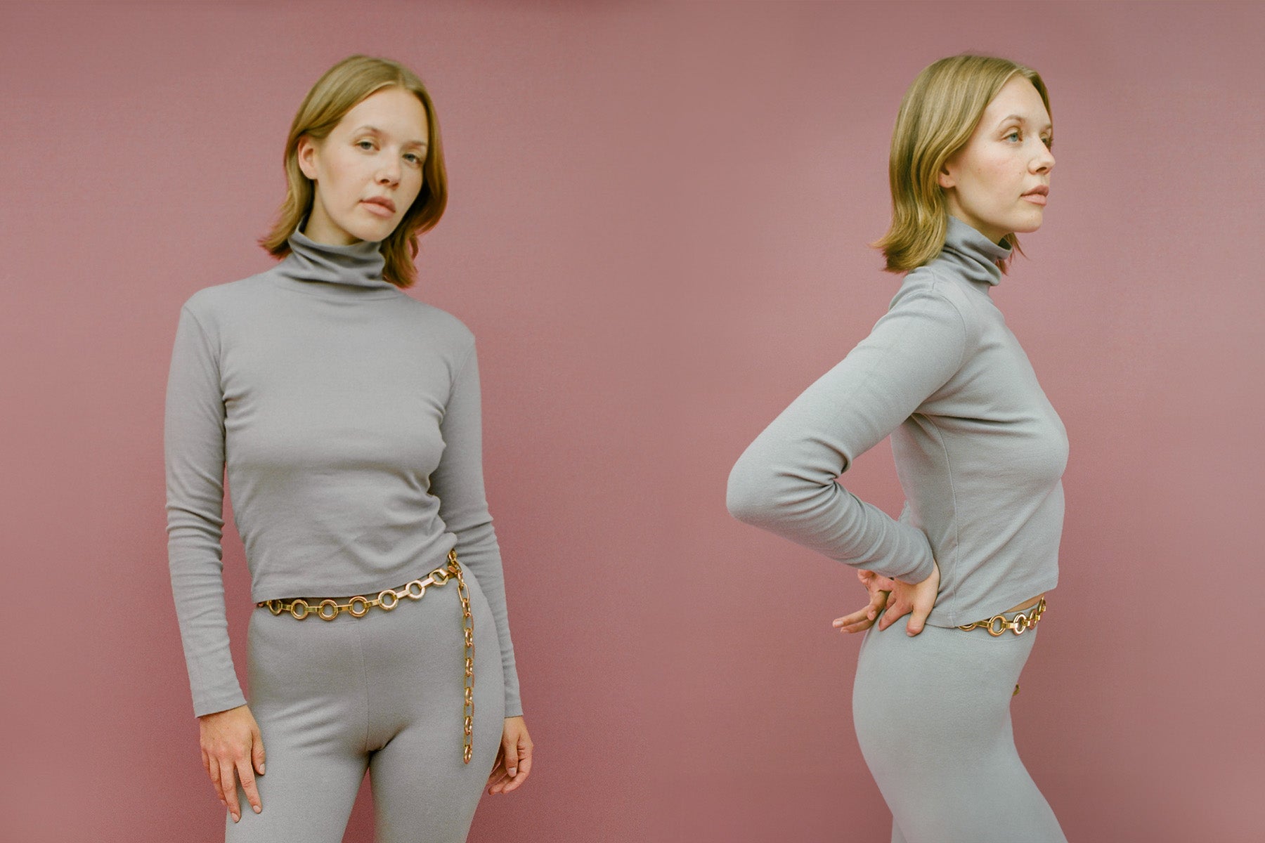 Turtleneck L/S Bellevue Tee - Neutral Grey