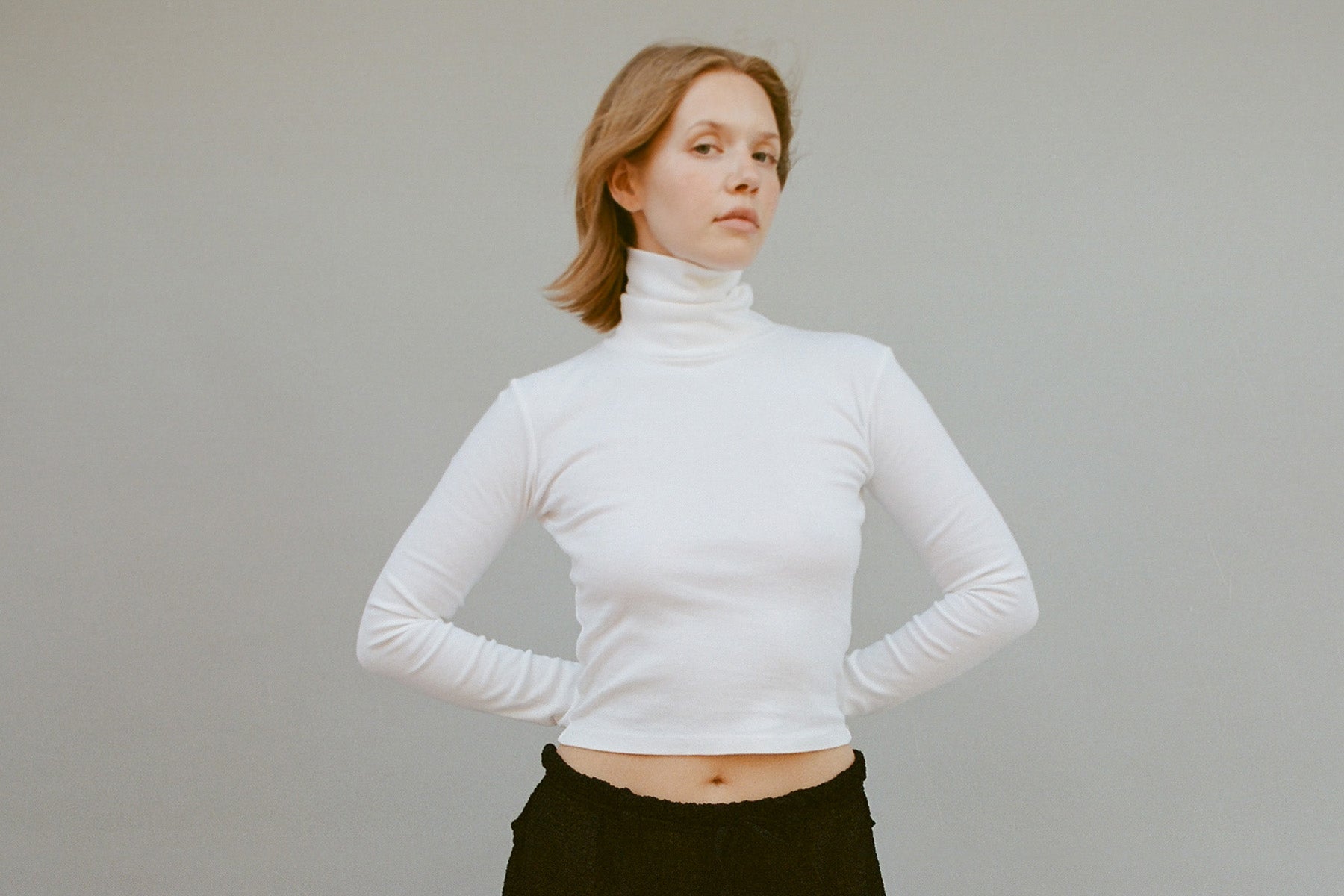 Turtleneck L/S Bellevue Tee - White