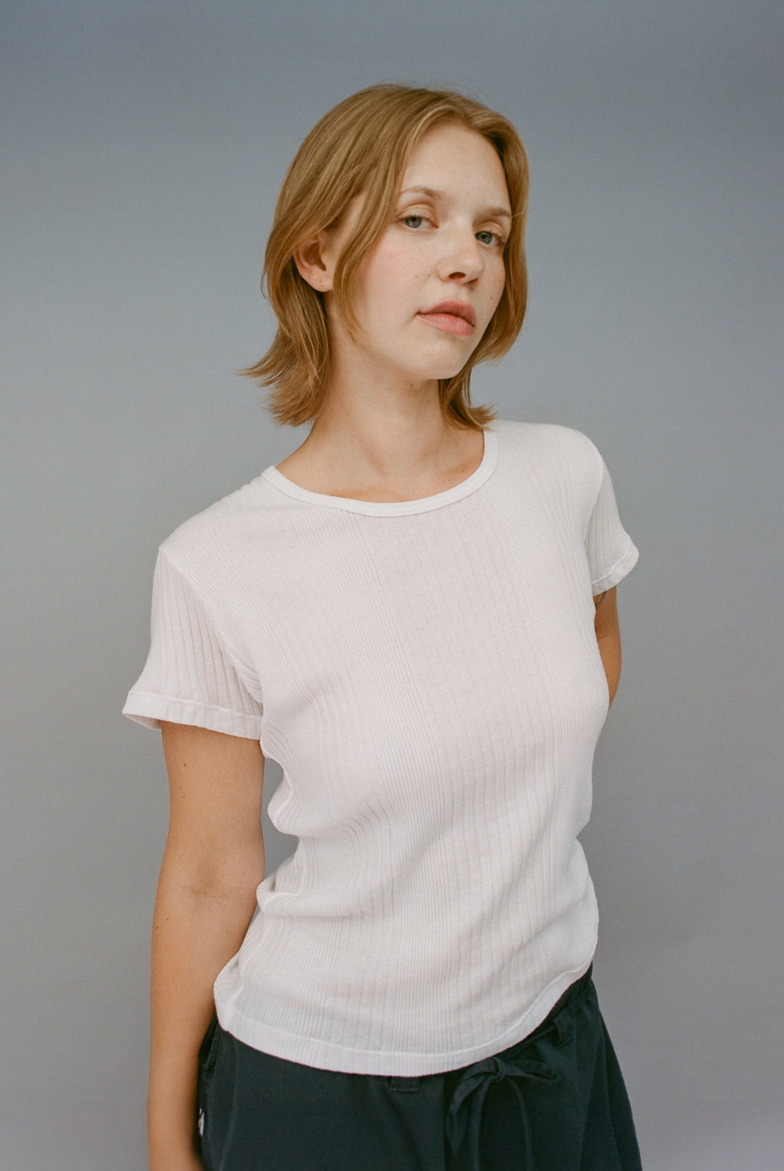 Variated Rib S/S Tee - White