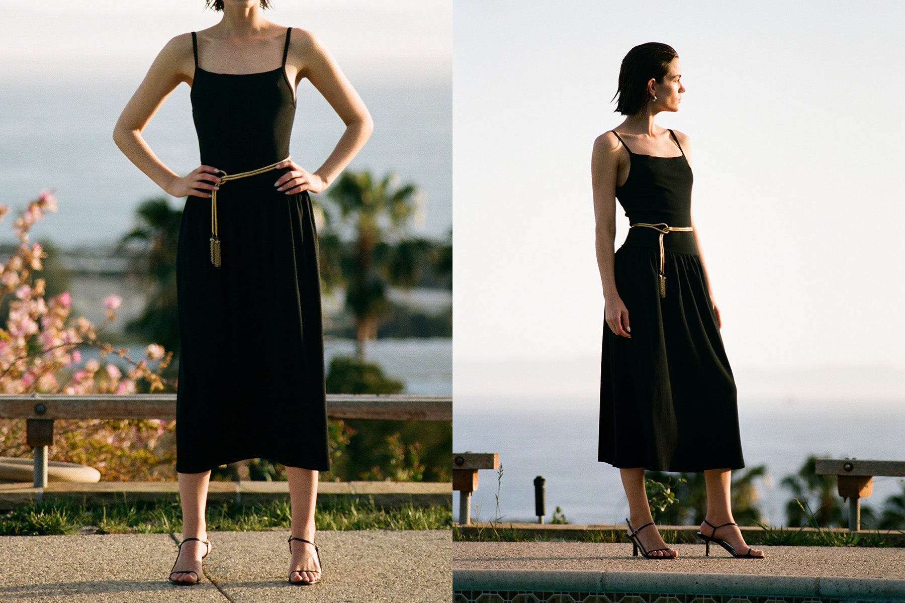 LaPointe Dropwaist Midi Dress - Black M LaPointe Dropwaist Midi Dress - Black M