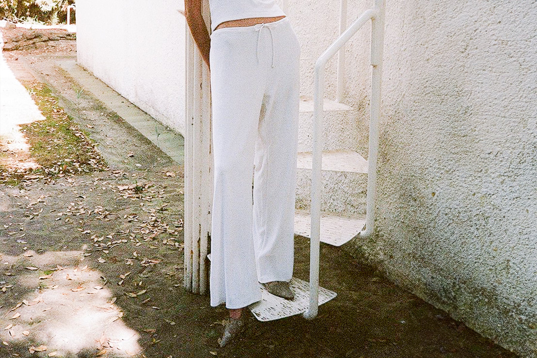Terry Girona Drawstring Pant - White