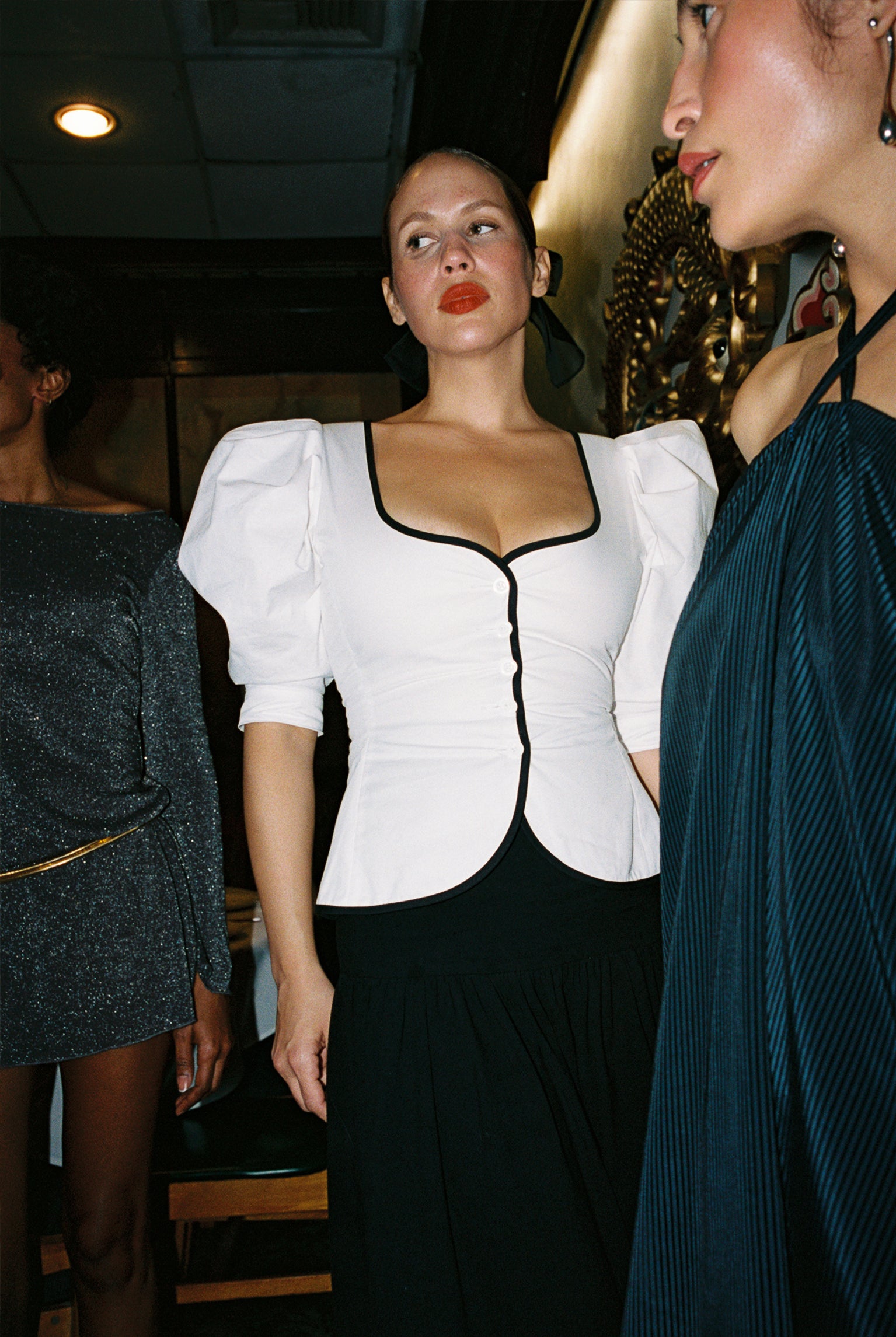 Audrey Contrast Top - White/Black