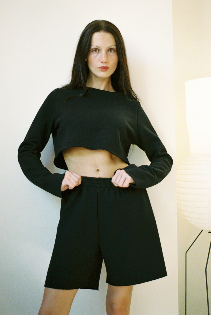 Joanna Crop Sweatshirt - Black