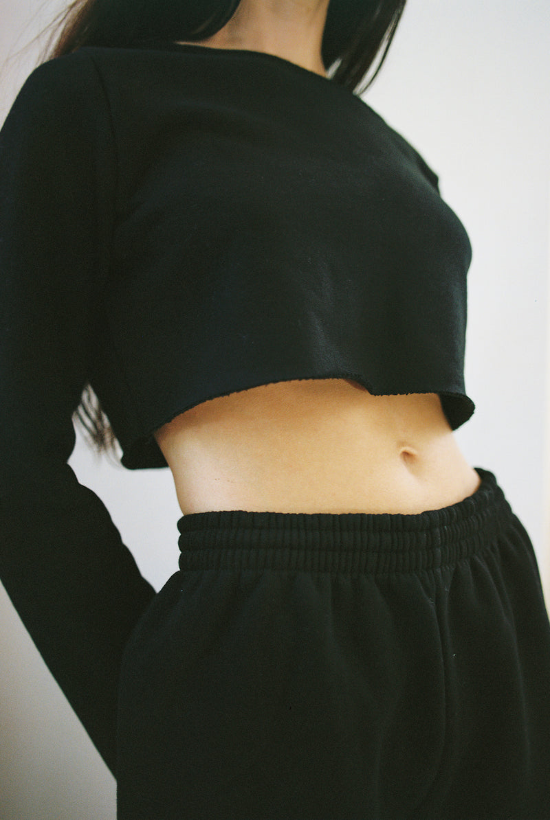 Joanna Crop Sweatshirt - Black