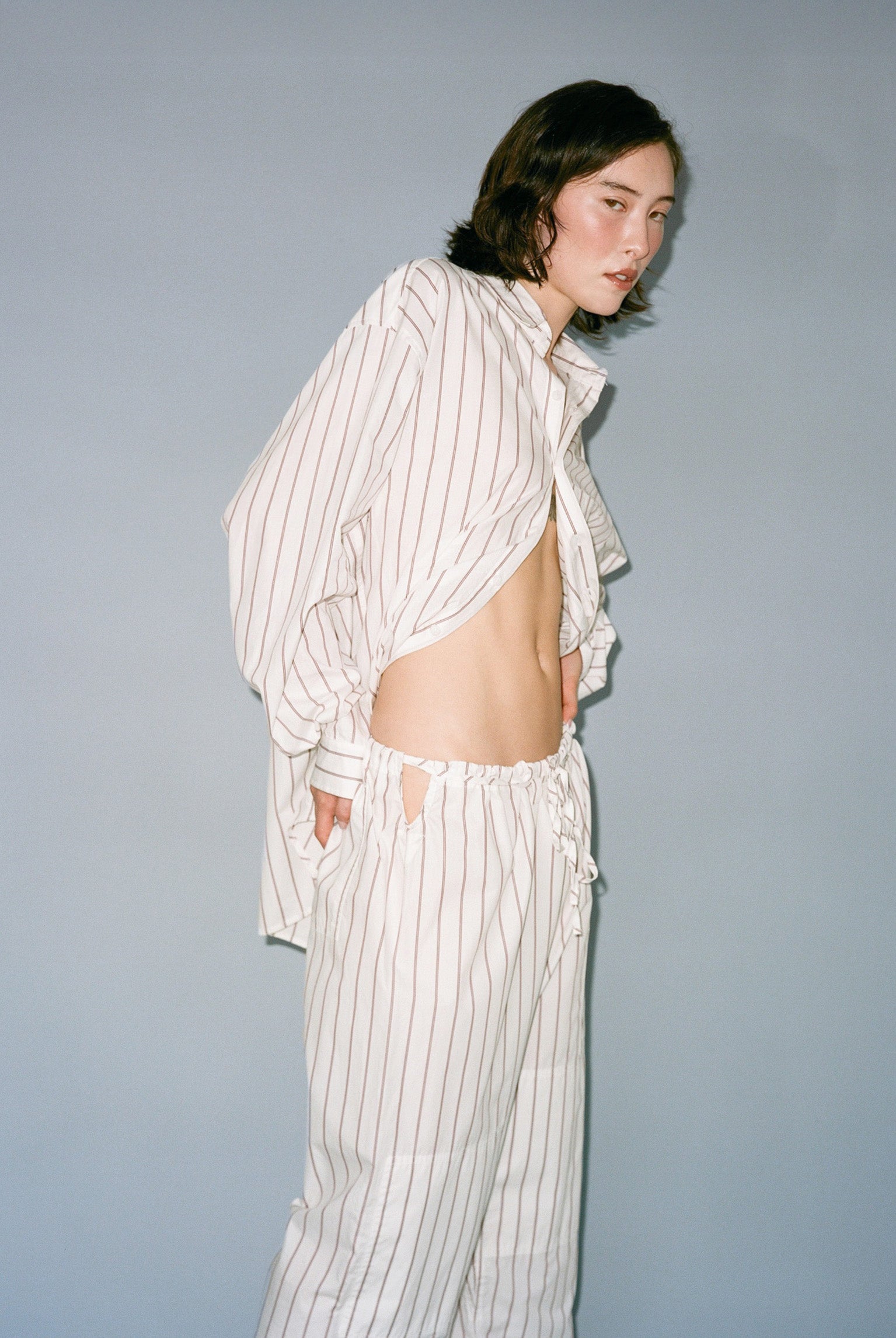 Big Button Up - Burgundy Stripe