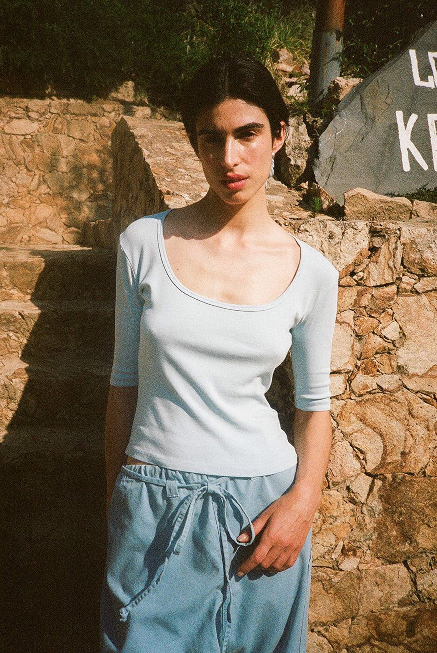 Celine Half-Sleeve Top - Lagoon | GIL RODRIGUEZ