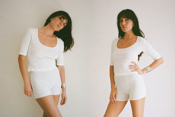 Celine Half-Sleeve Top - White