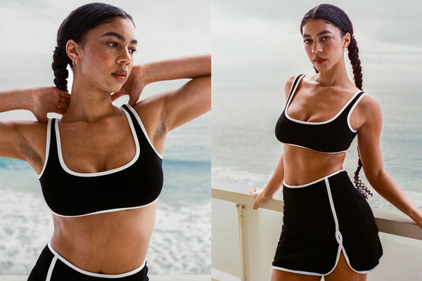 Jess Contrast Bralette - Black with White Binding