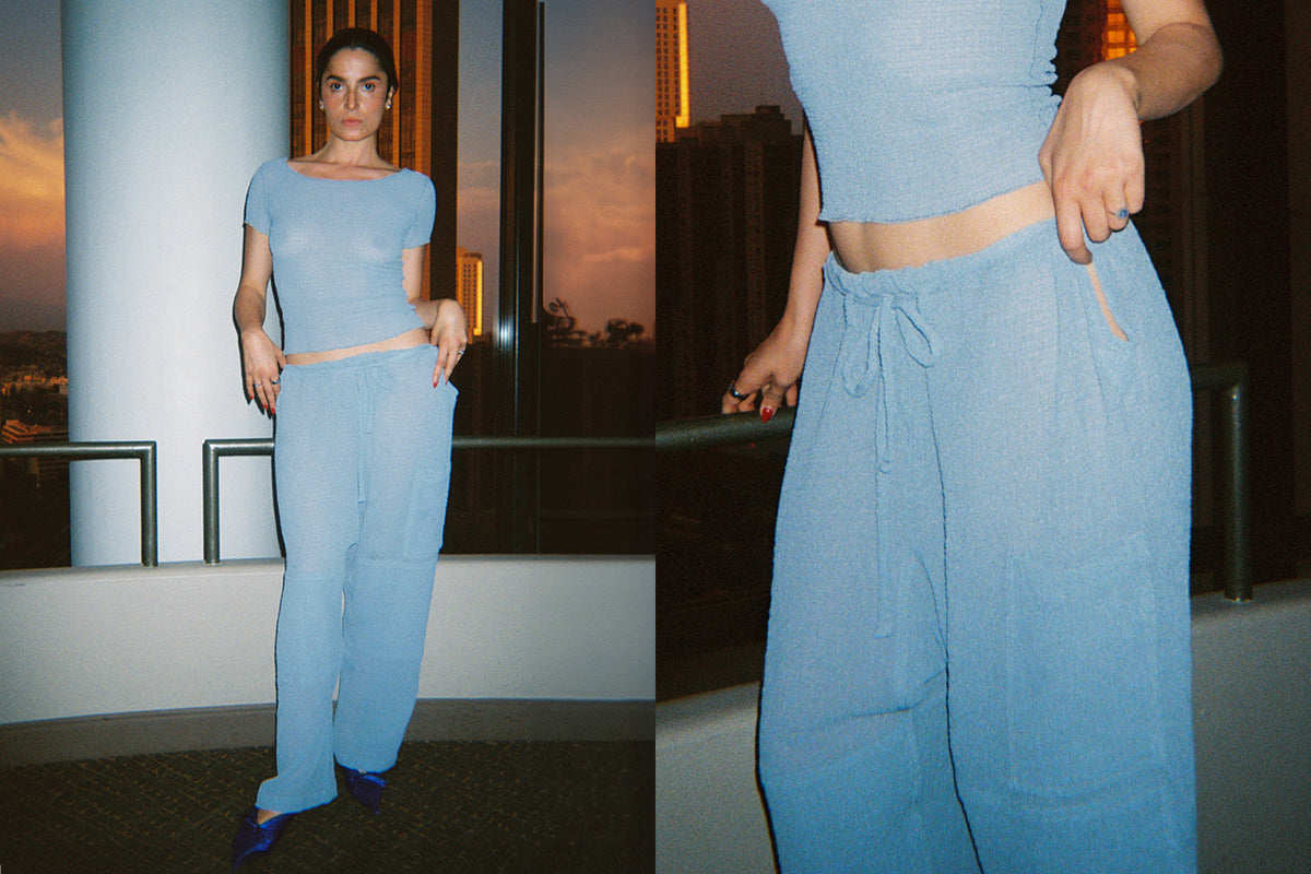 Crinkle Lou Pant - Misty Blue