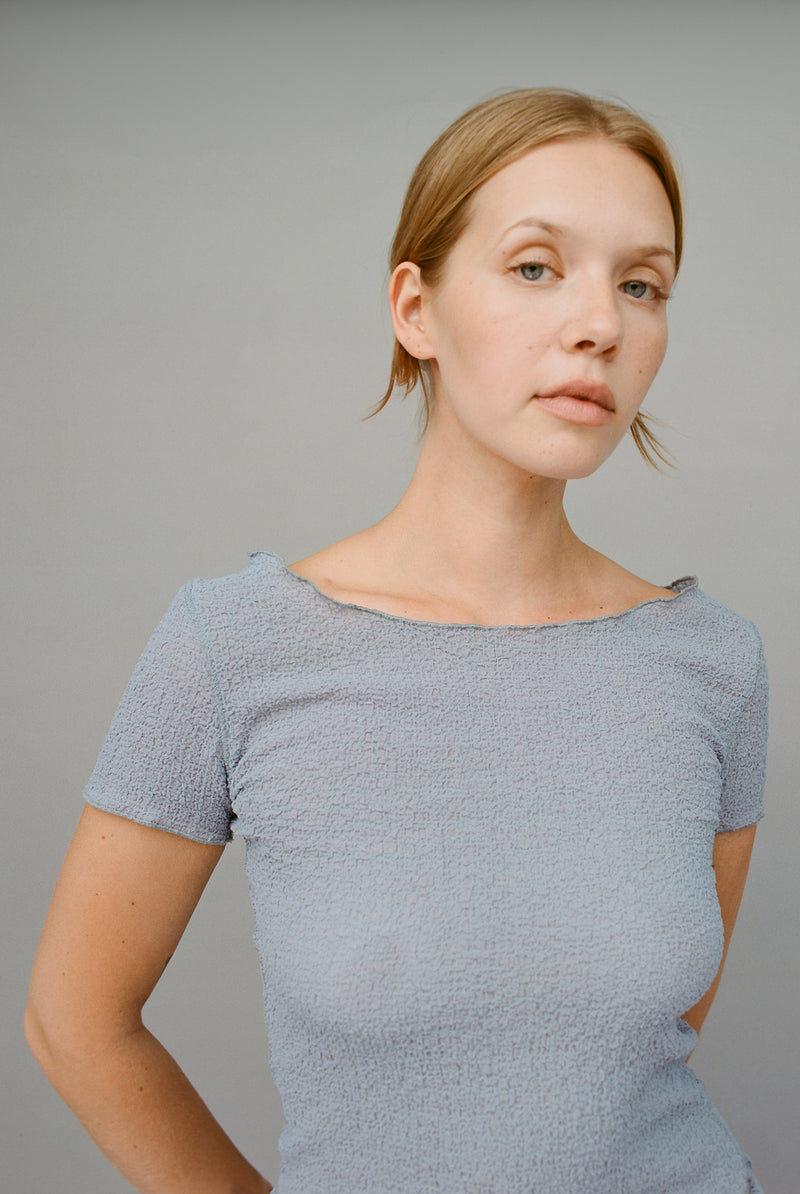 Crinkle Fresa Tee - Misty Blue