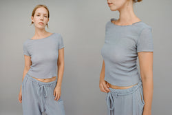 Crinkle Fresa Tee - Misty Blue